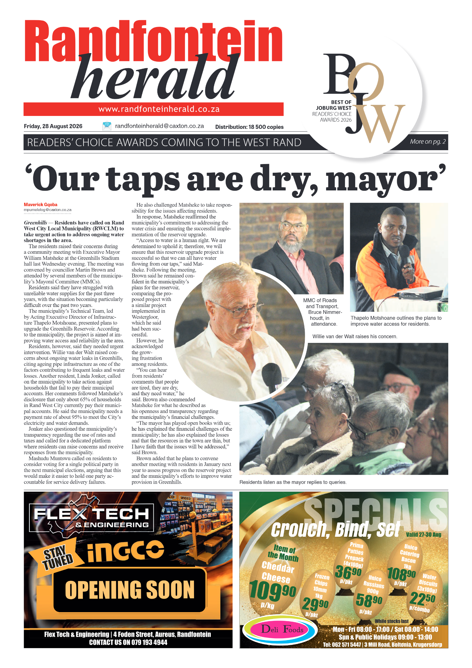 Randfontein Herald 28 August 2026 page 1