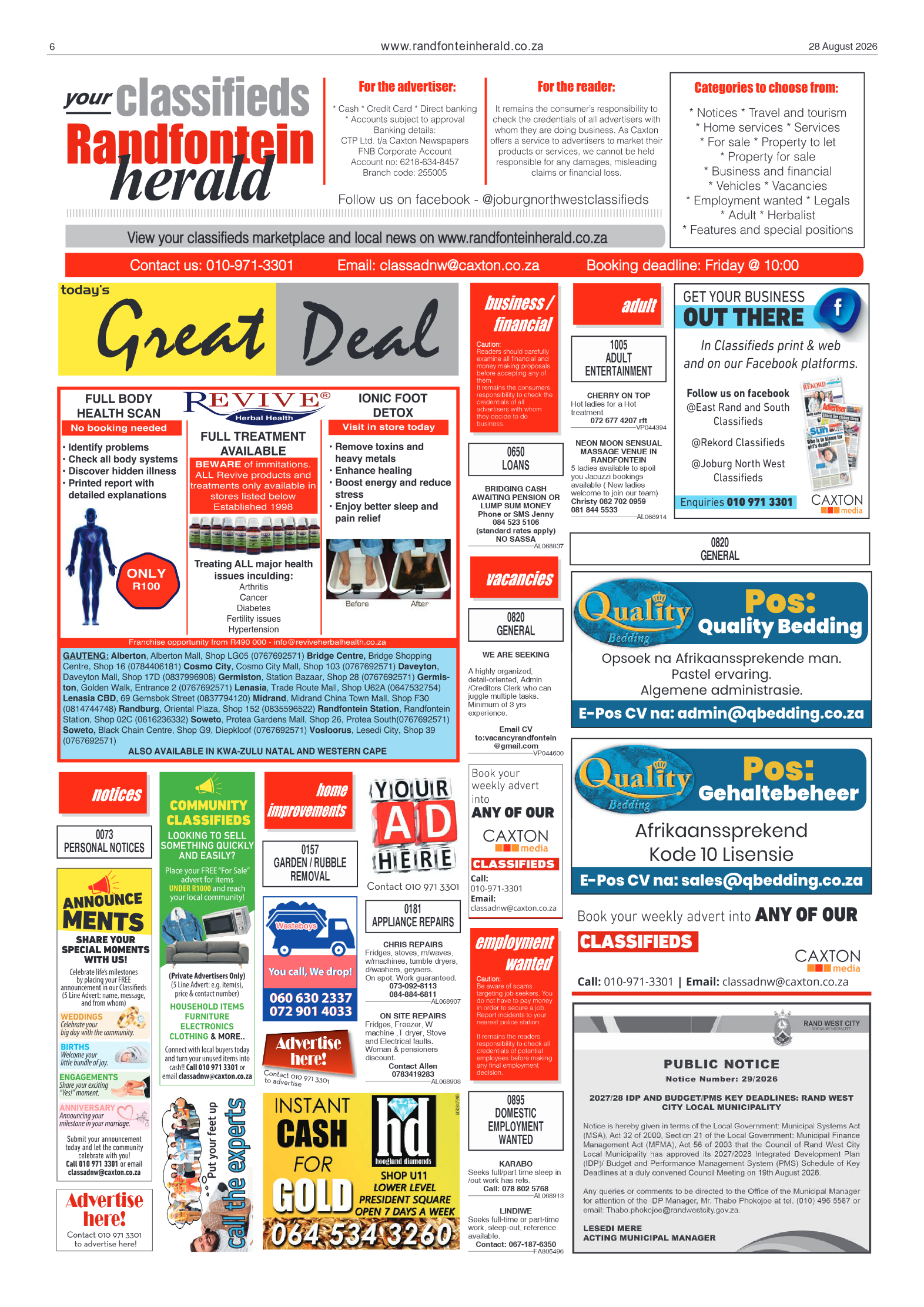Randfontein Herald 28 August 2026 page 6