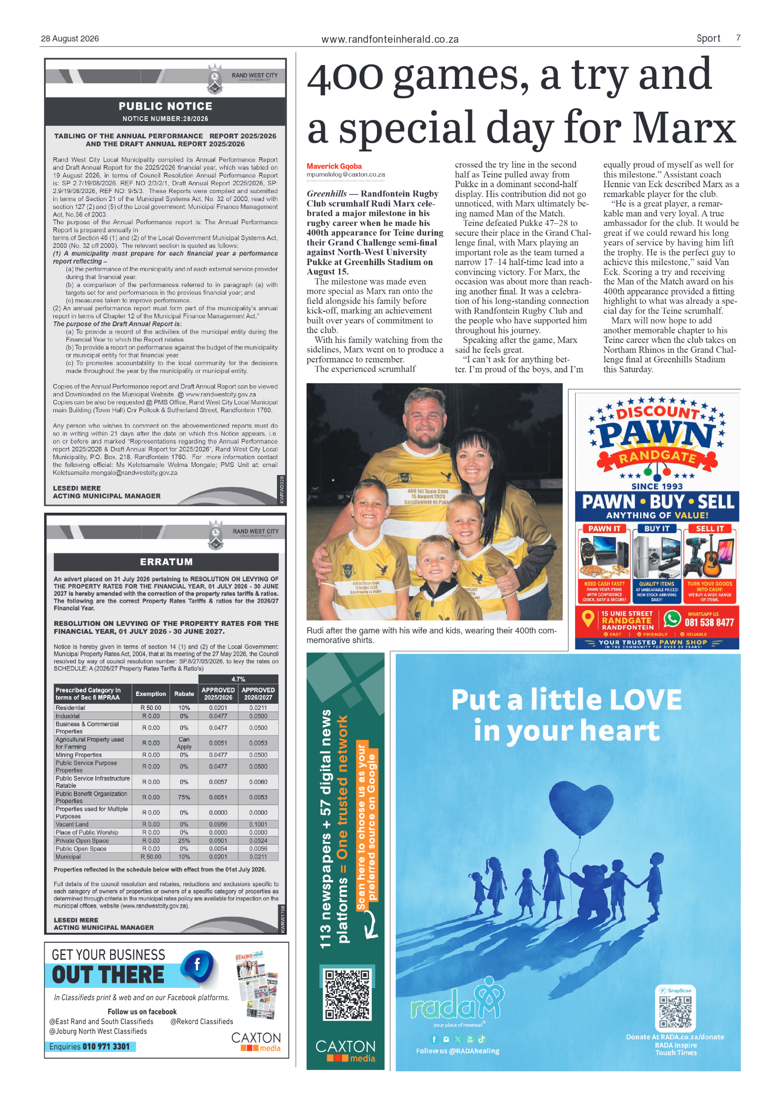 Randfontein Herald 28 August 2026 page 7