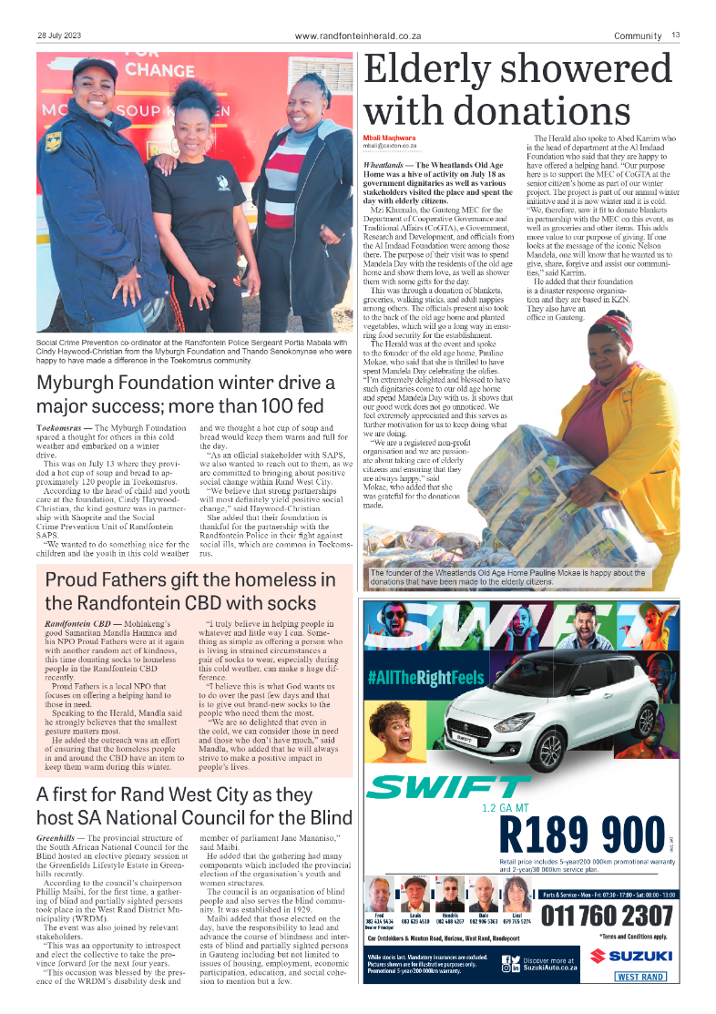 Randfontein Herald 28 July 2023 page 13