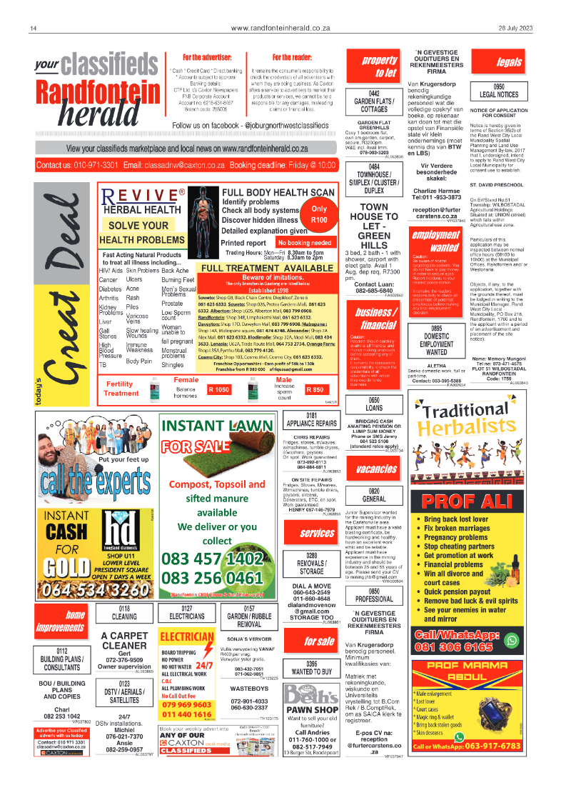 Randfontein Herald 28 July 2023 page 14