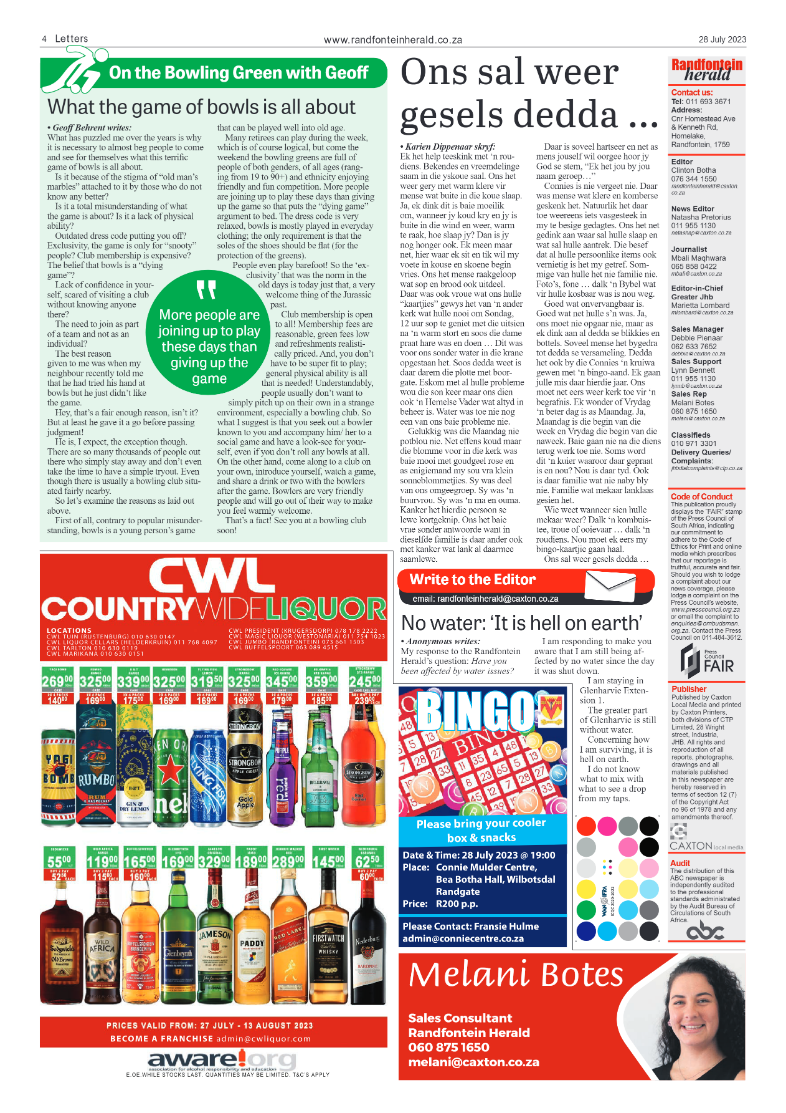 Randfontein Herald 28 July 2023 page 4