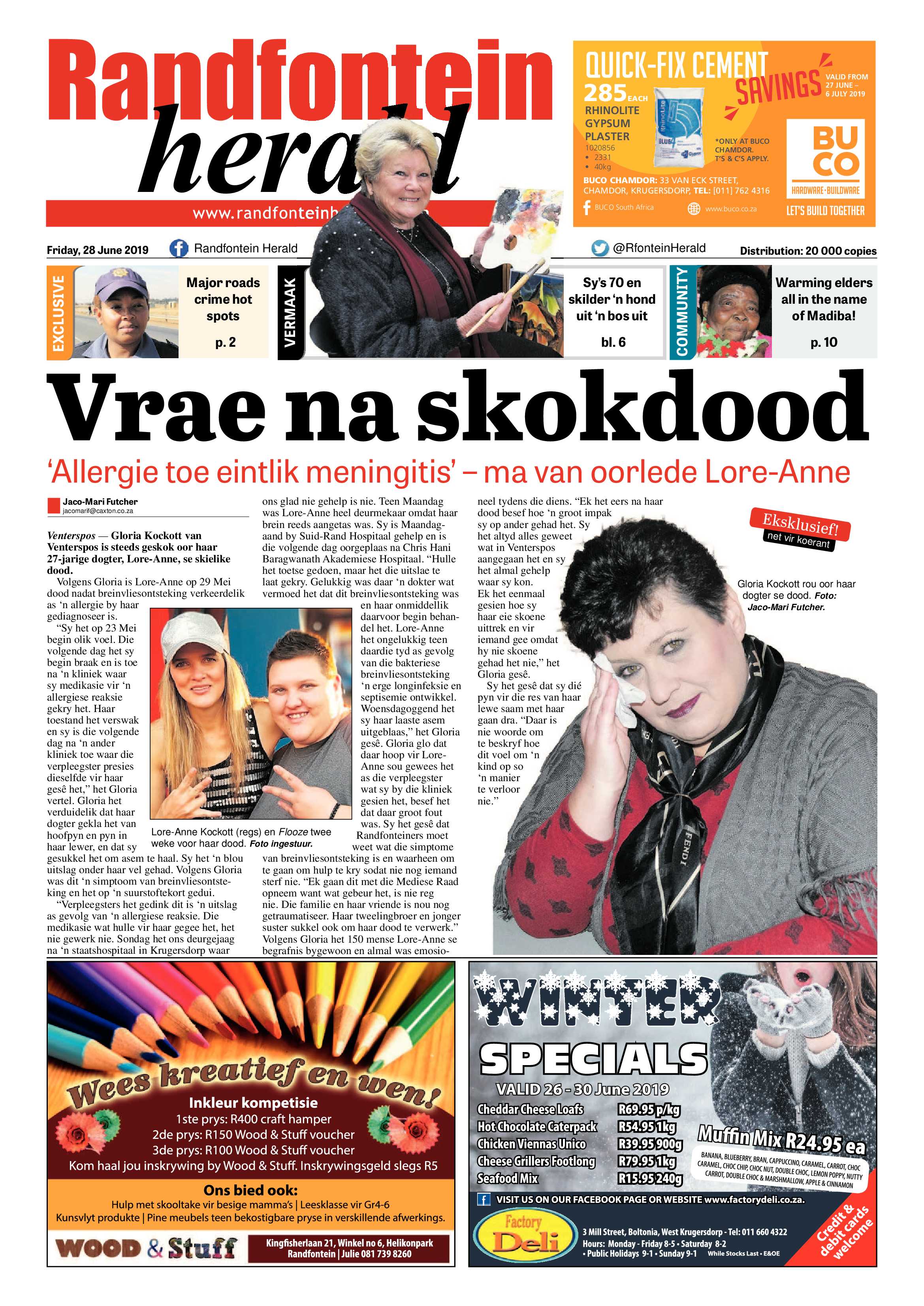 Randfontein Herald 28 June 2019 page 1