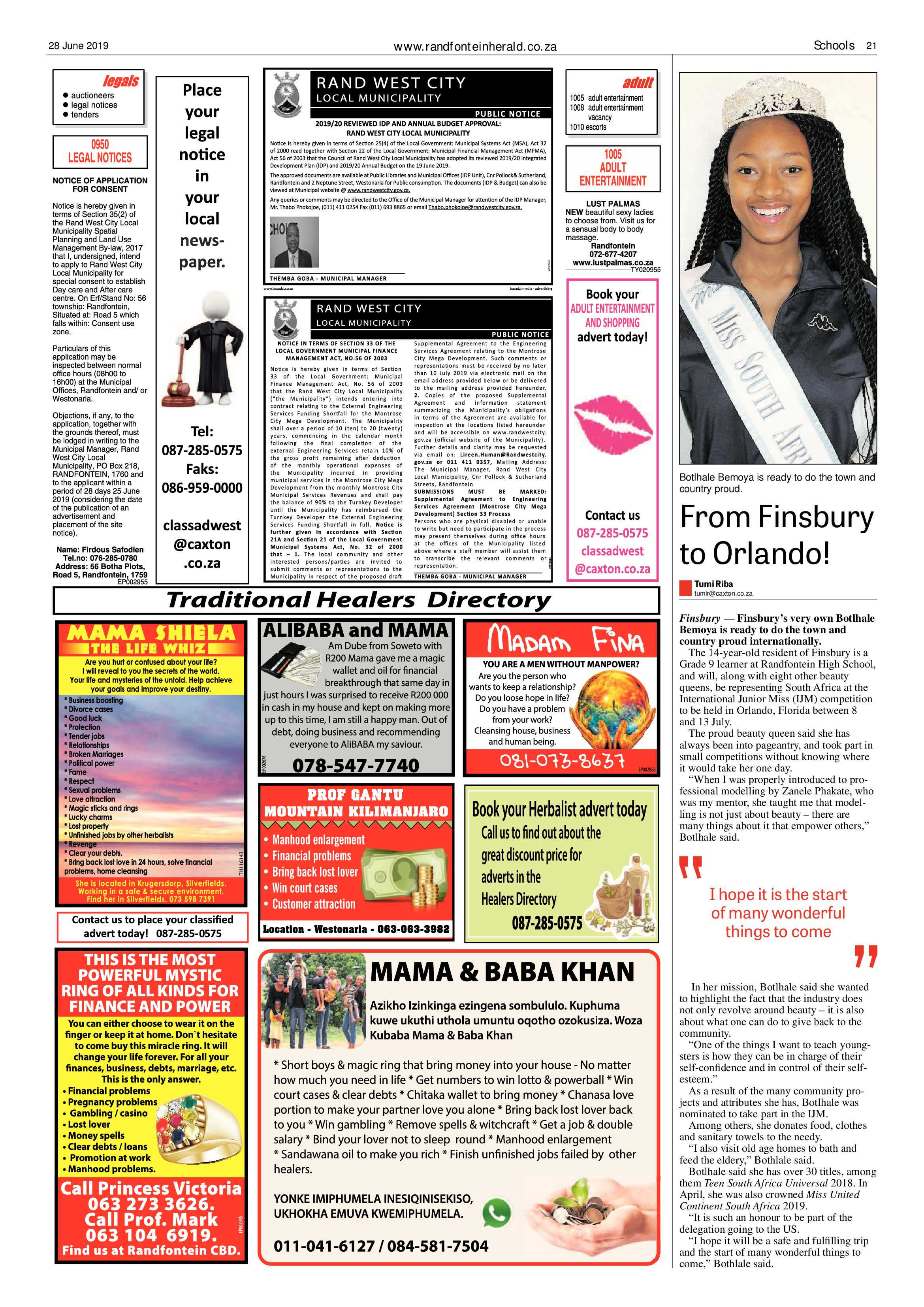 Randfontein Herald 28 June 2019 page 21