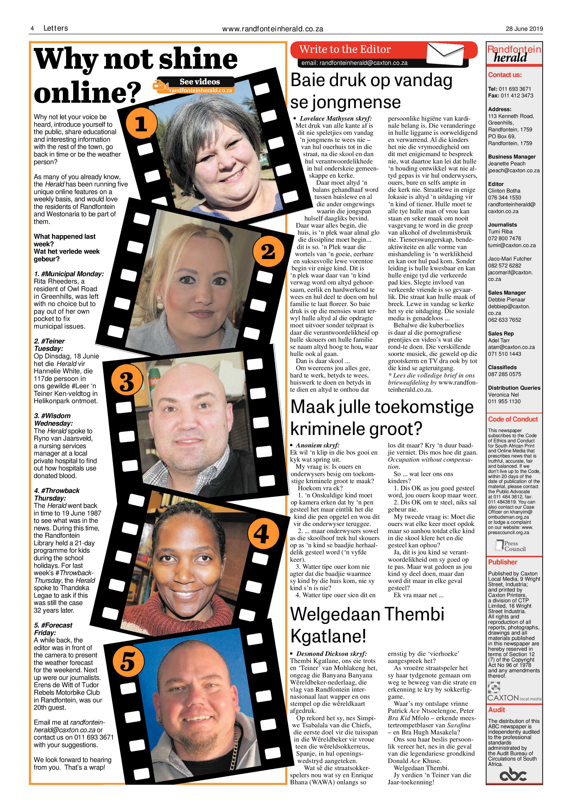 Randfontein Herald 28 June 2019 page 4