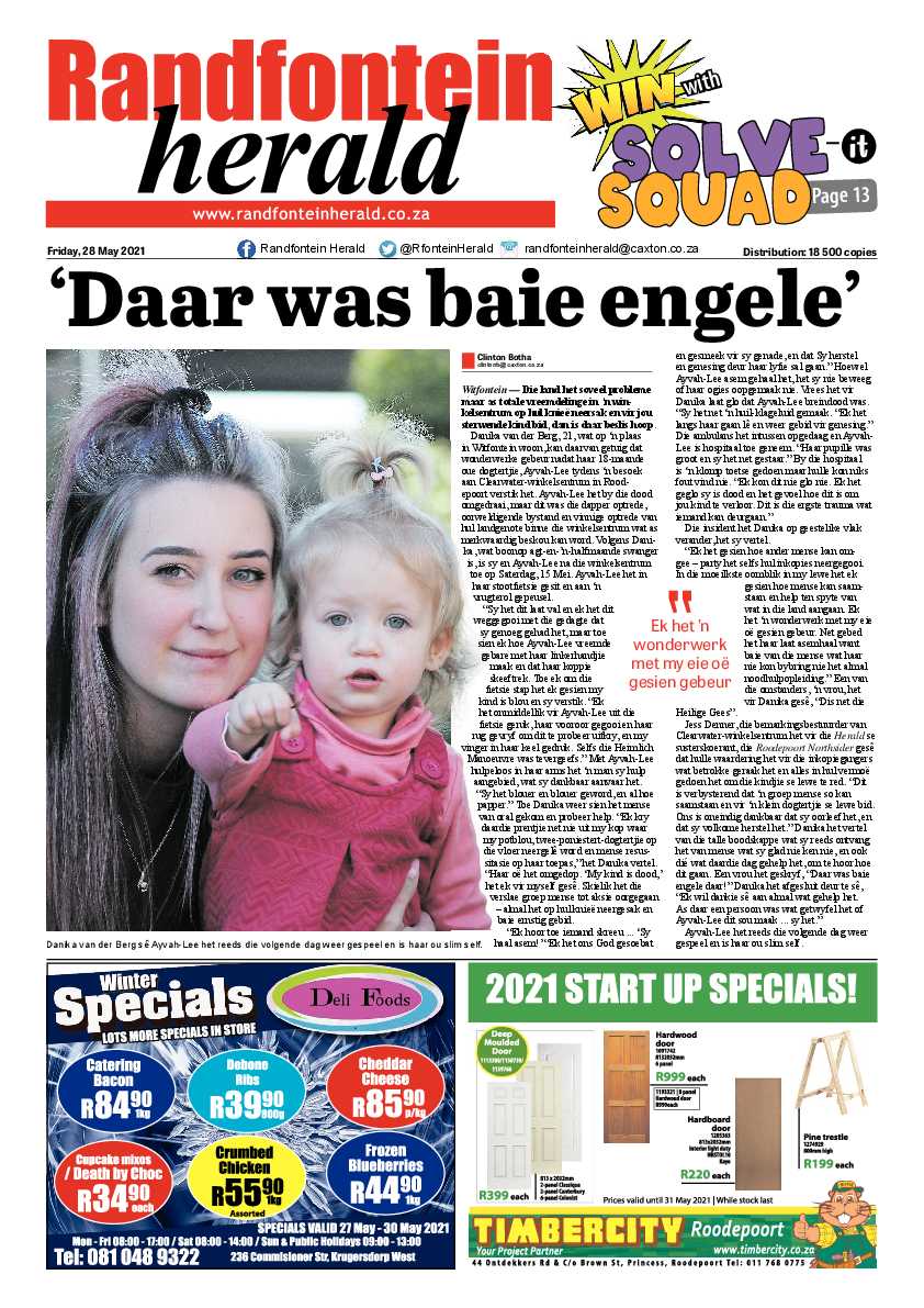 Randfontein Herald 28 May 2021 page 1