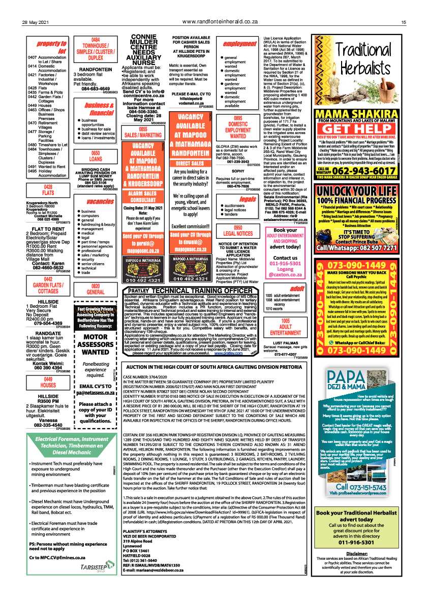 Randfontein Herald 28 May 2021 page 15
