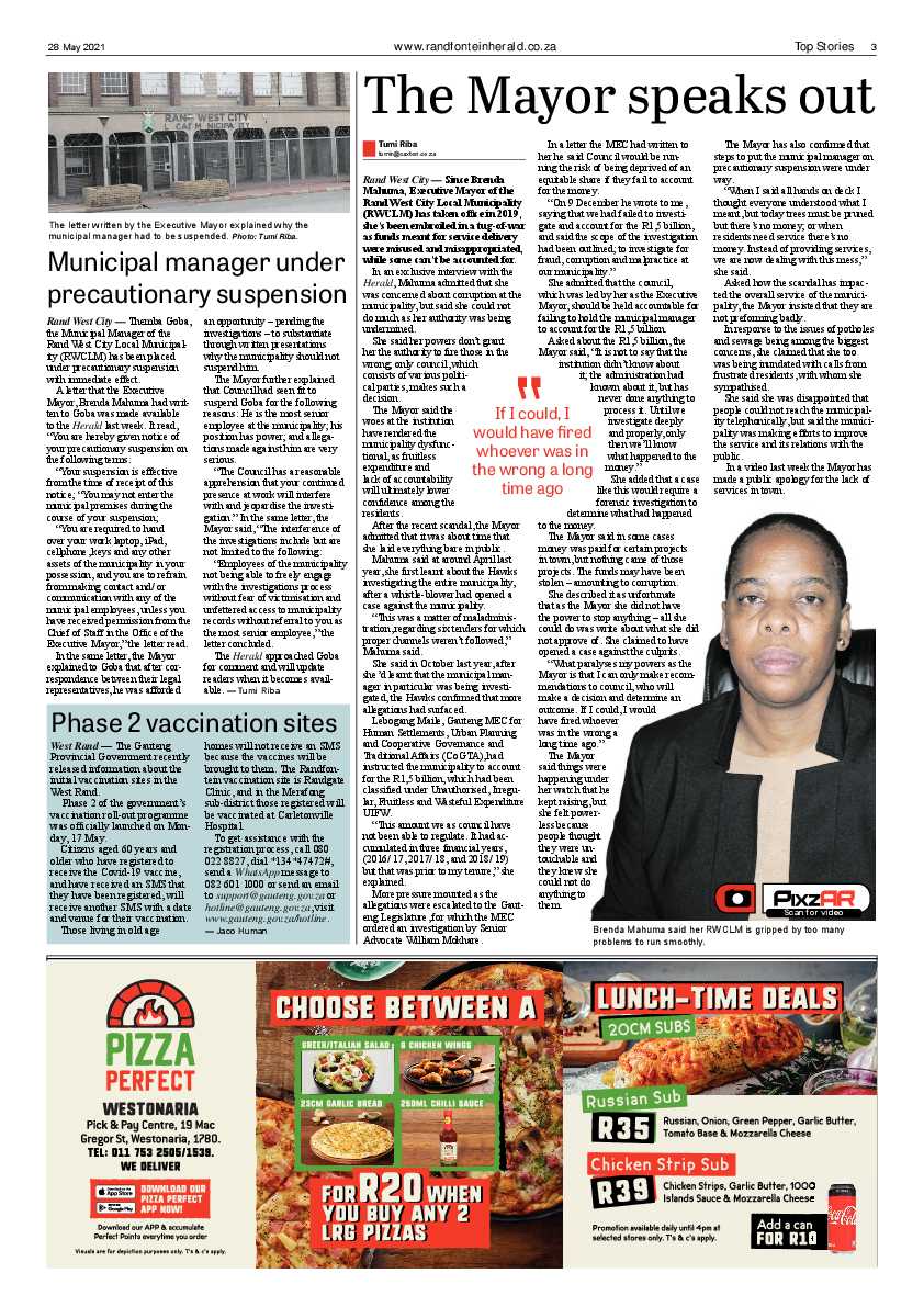 Randfontein Herald 28 May 2021 page 3