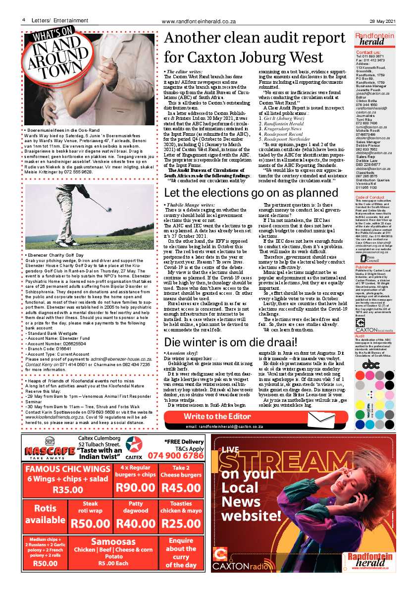 Randfontein Herald 28 May 2021 page 4
