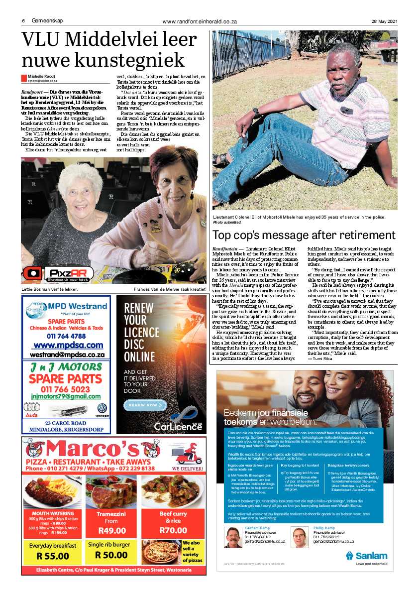 Randfontein Herald 28 May 2021 page 6