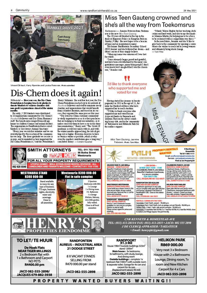 Randfontein Herald 28 May 2021 page 8