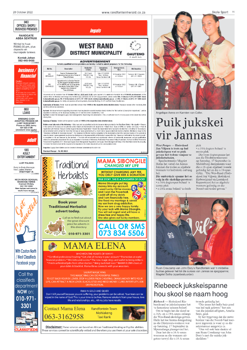 Randfontein Herald 28 October 2022 page 11