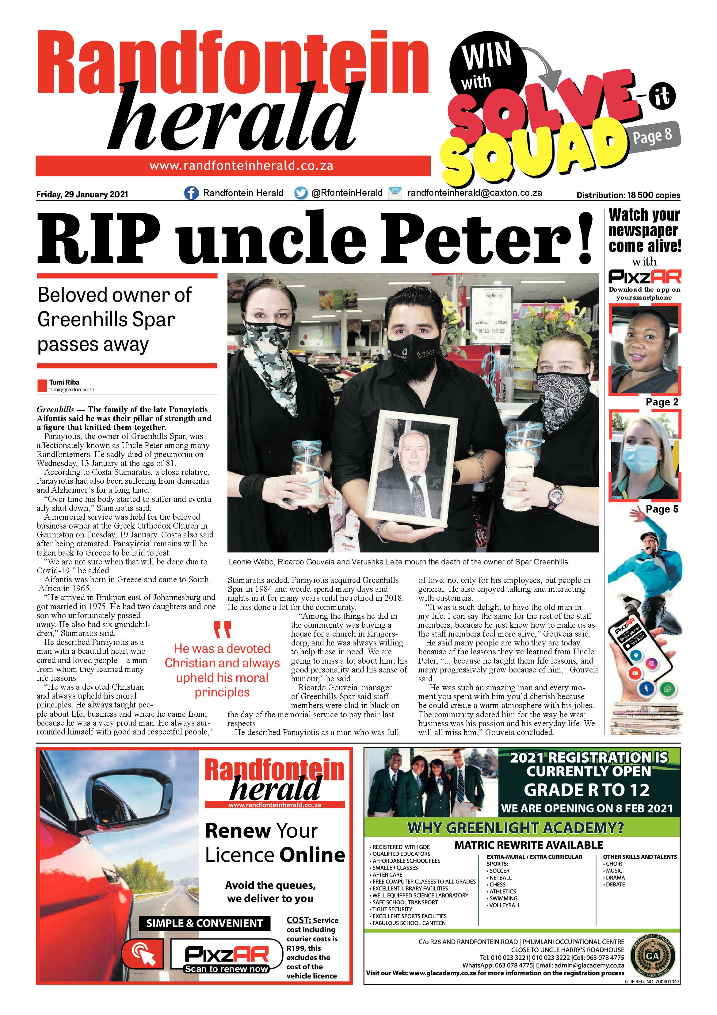 Randfontein Herald 29 January 2021 page 1