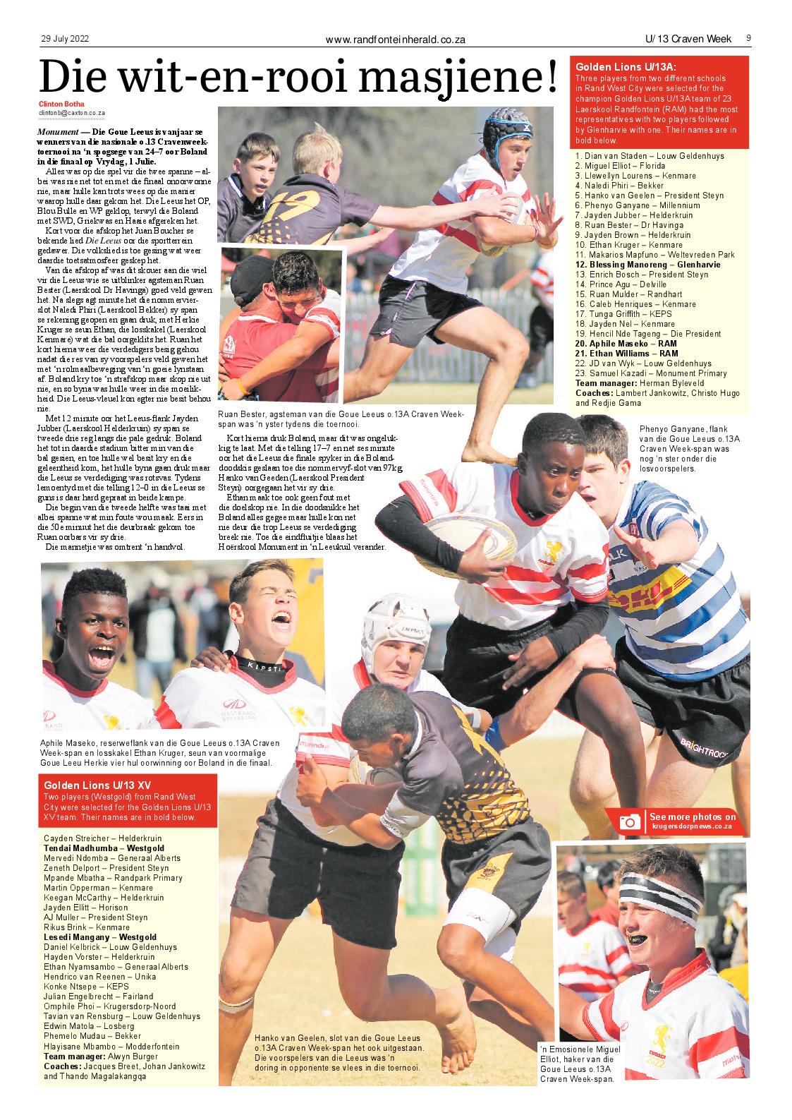 Randfontein Herald 29 July 2022 page 9