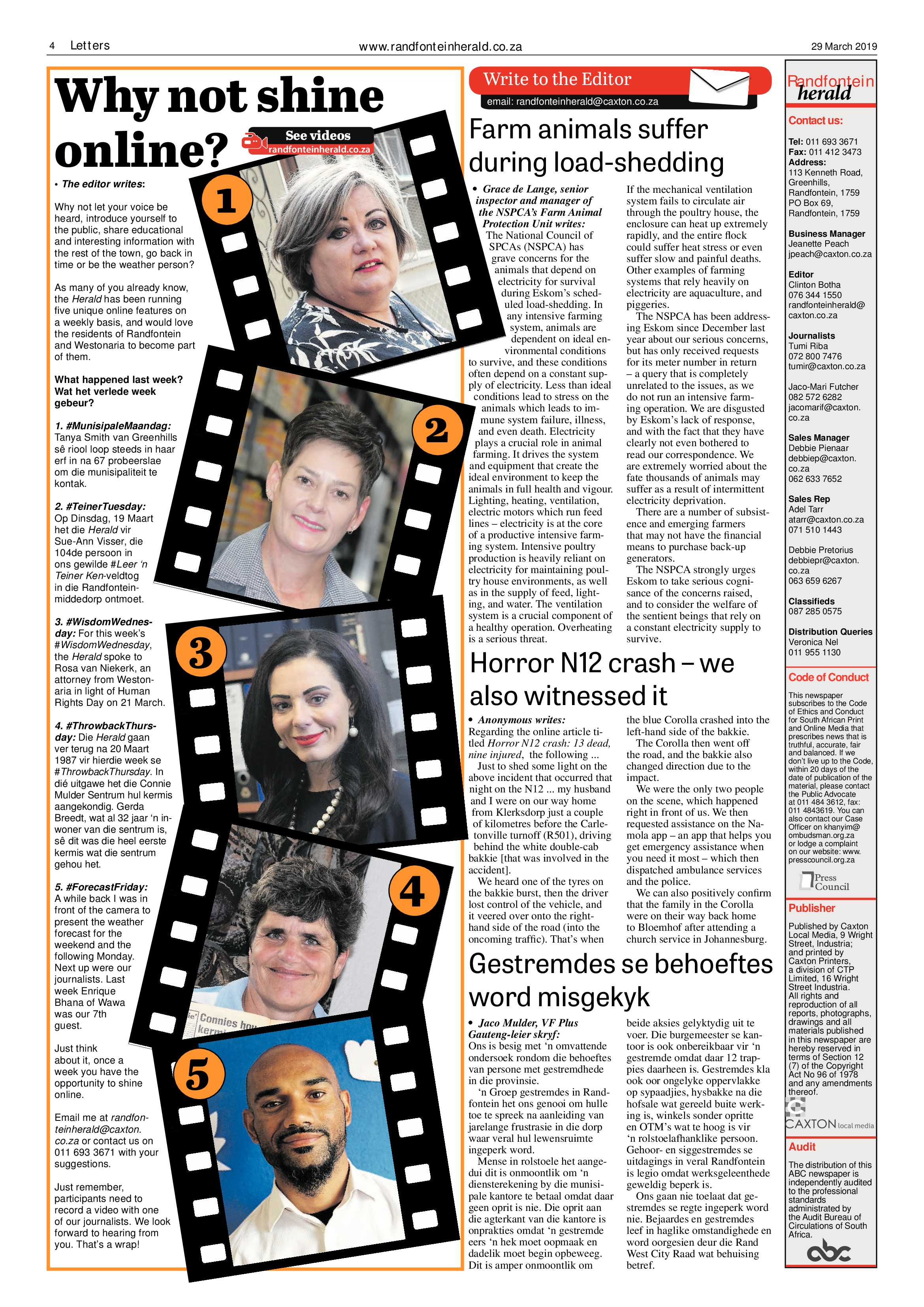 Randfontein Herald 29 March 2019 page 4