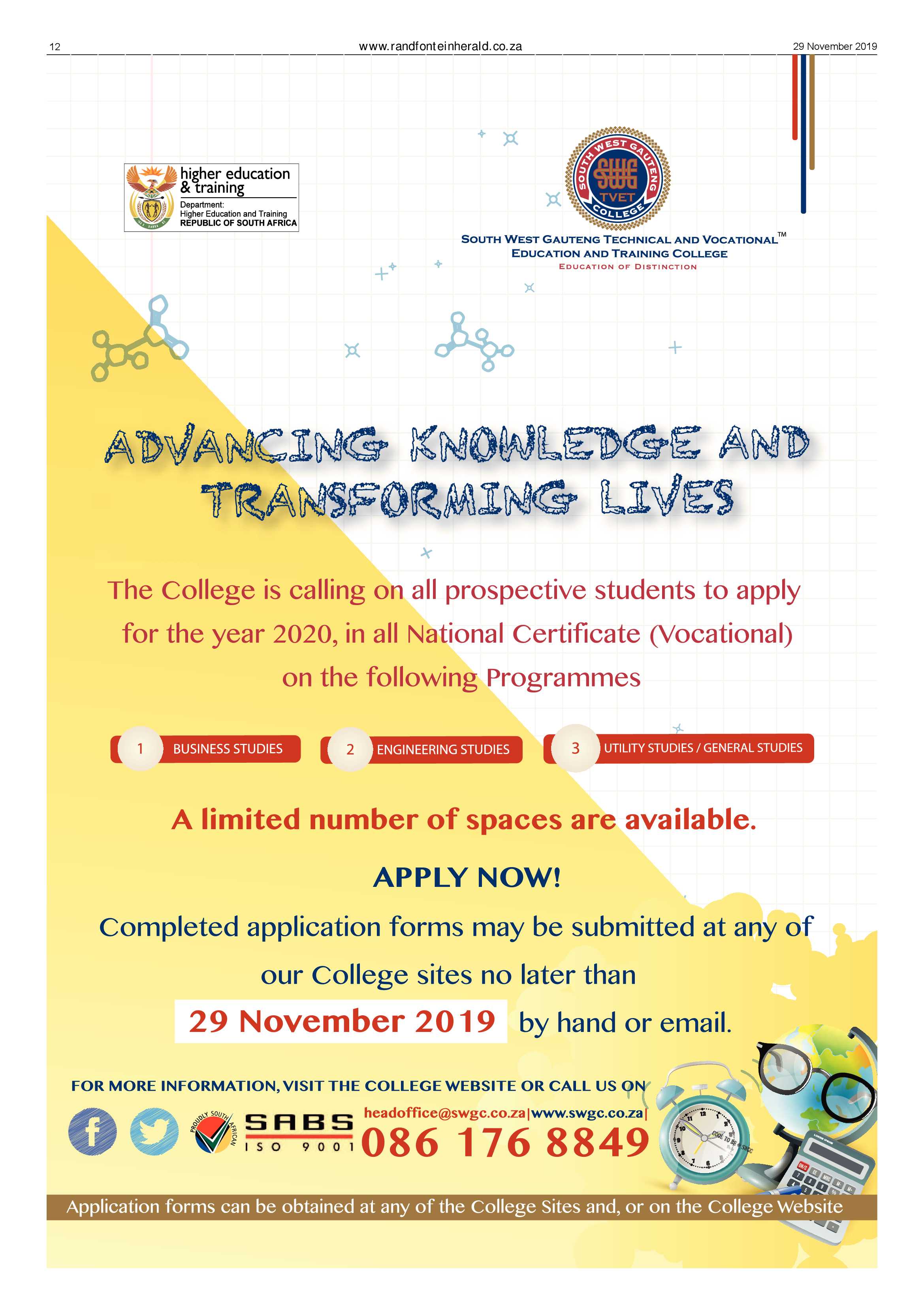 Randfontein Herald 29 November 2019 page 12