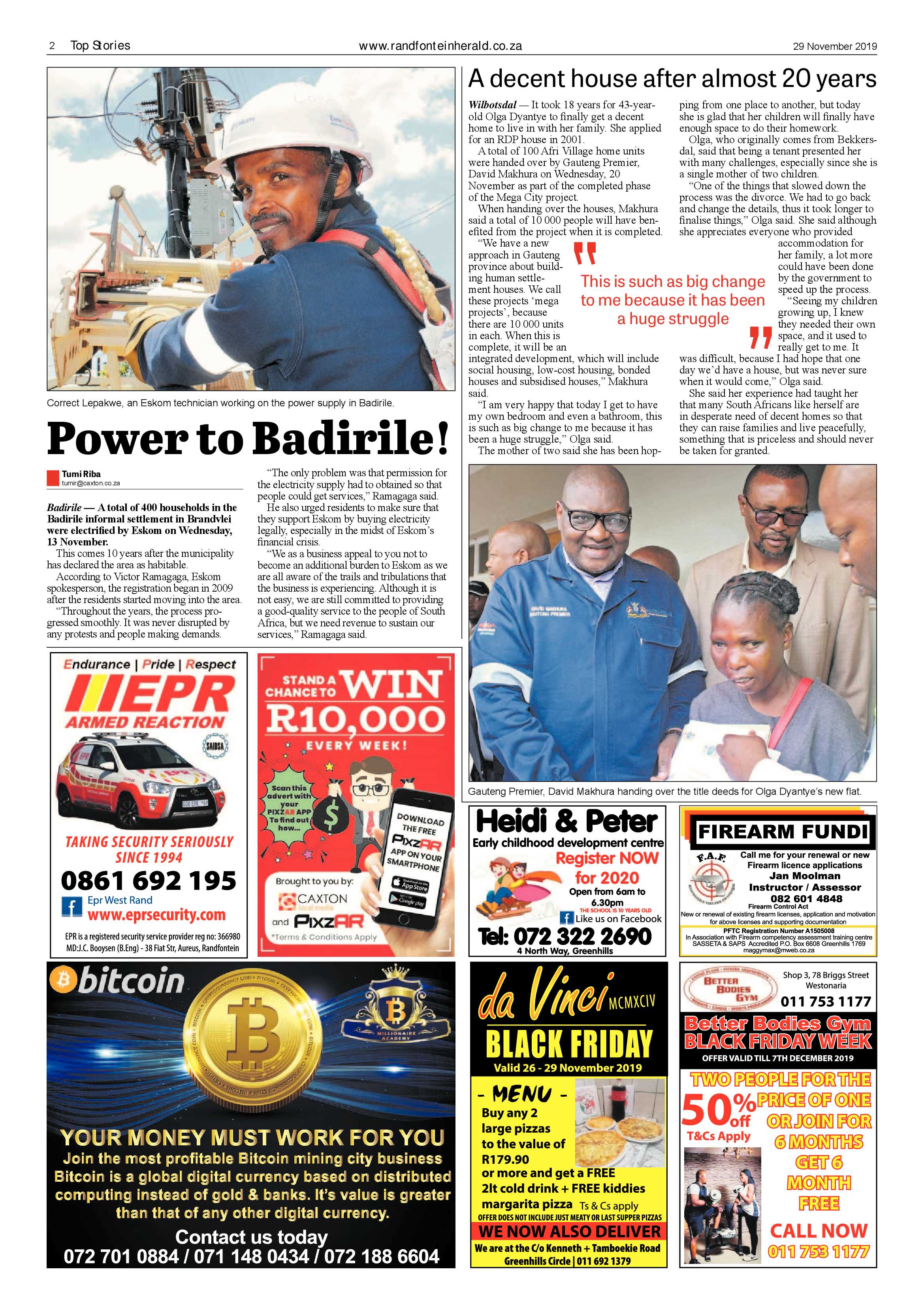 Randfontein Herald 29 November 2019 page 2