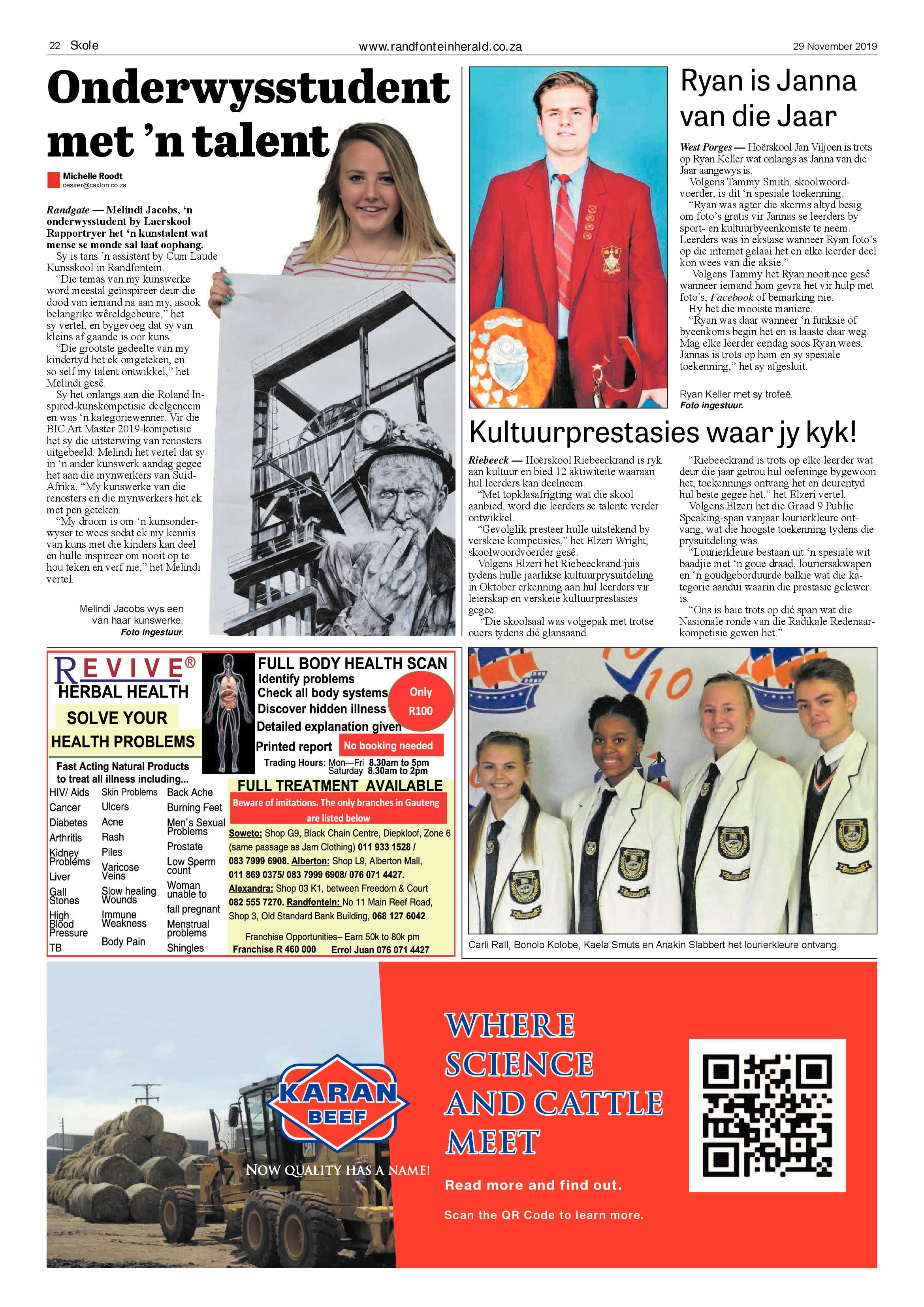 Randfontein Herald 29 November 2019 page 22