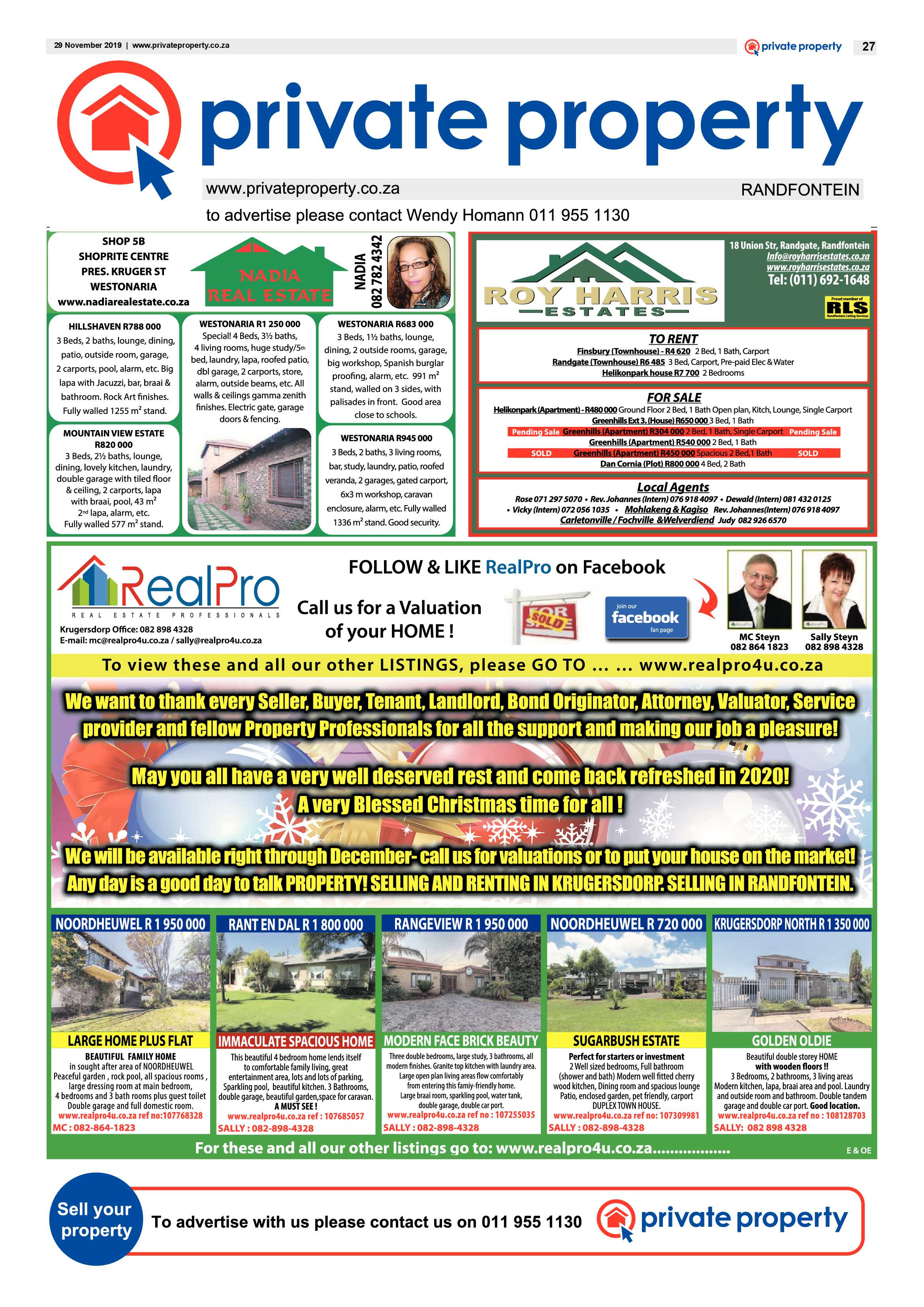 Randfontein Herald 29 November 2019 page 27