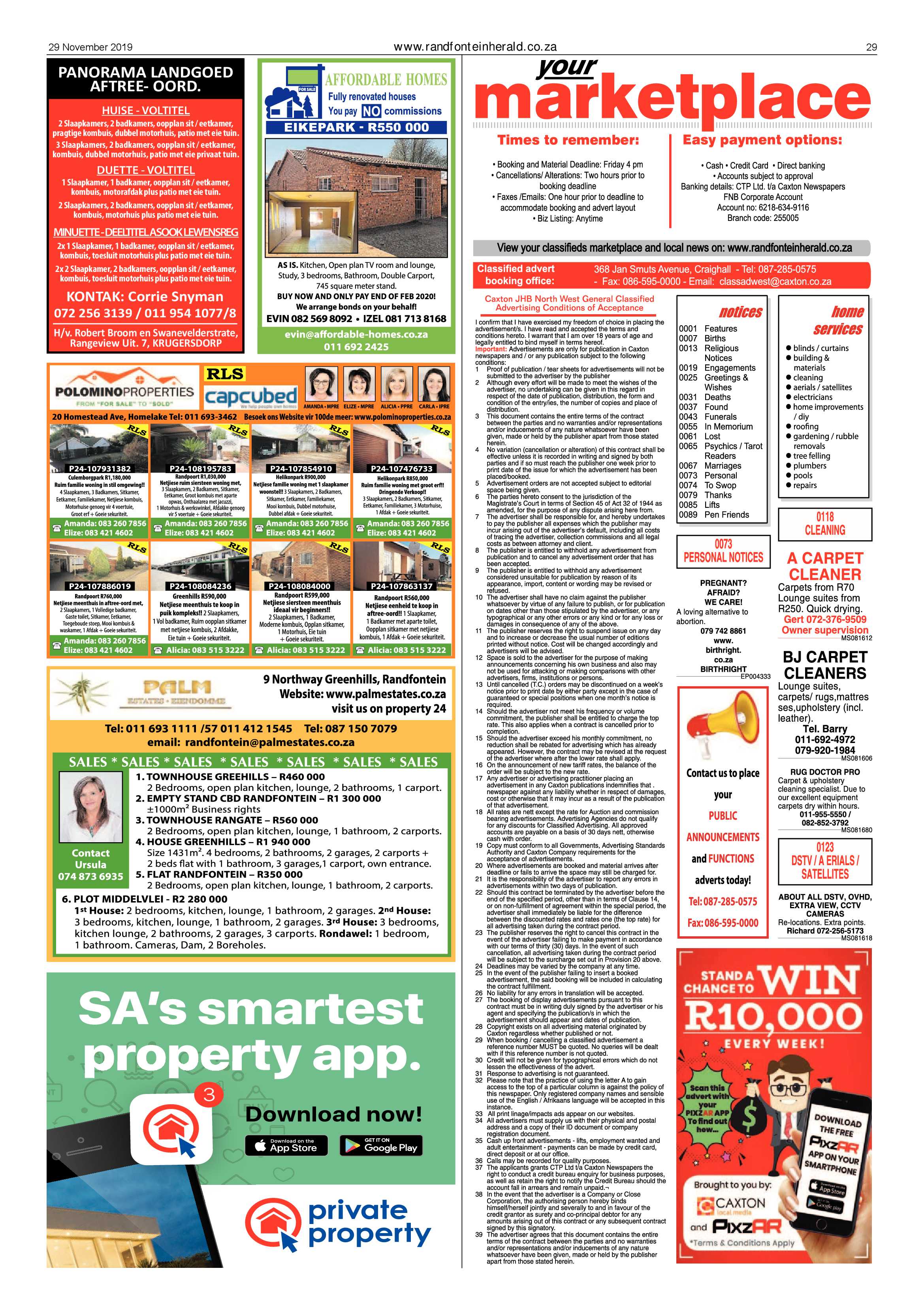 Randfontein Herald 29 November 2019 page 29
