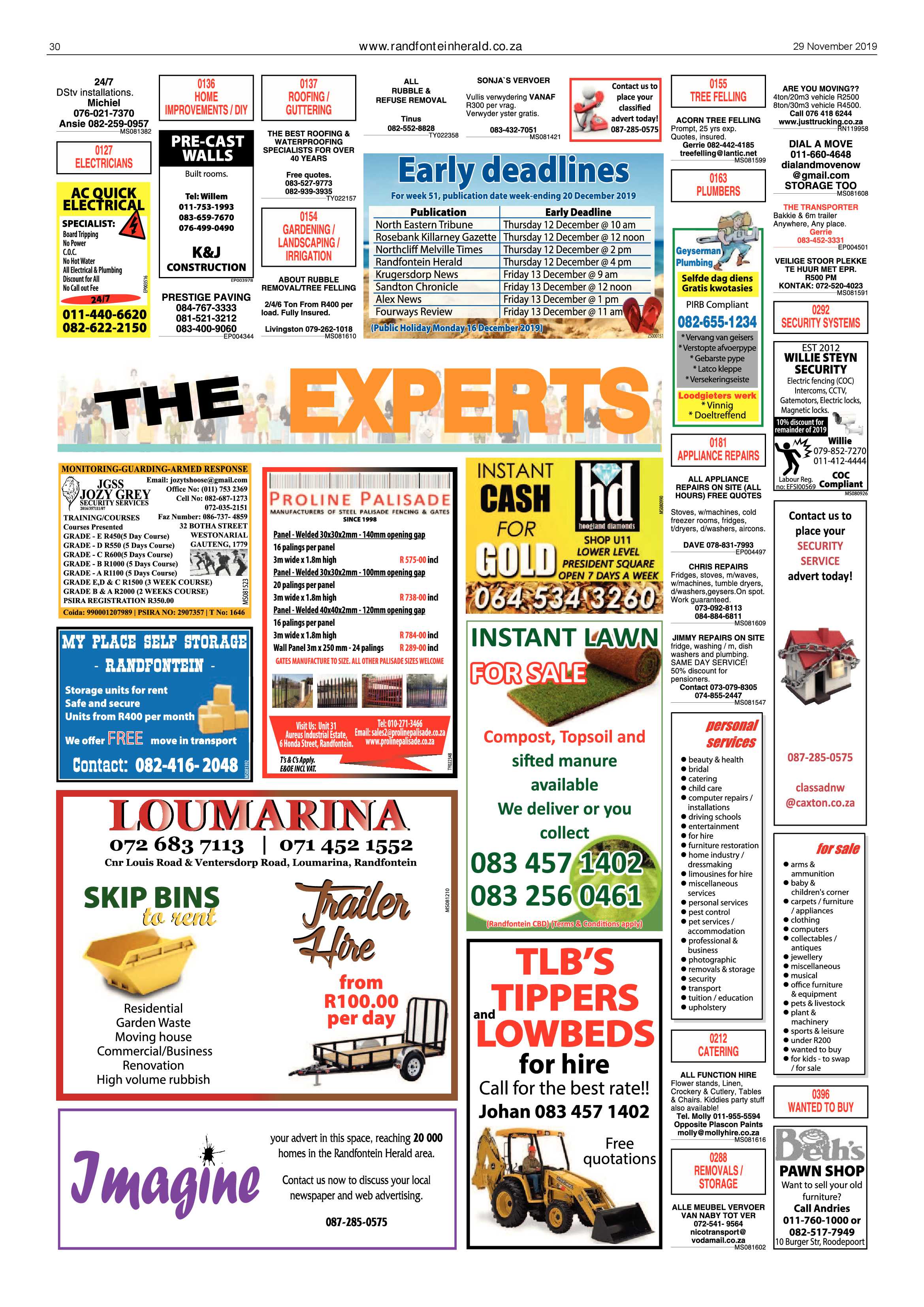 Randfontein Herald 29 November 2019 page 30