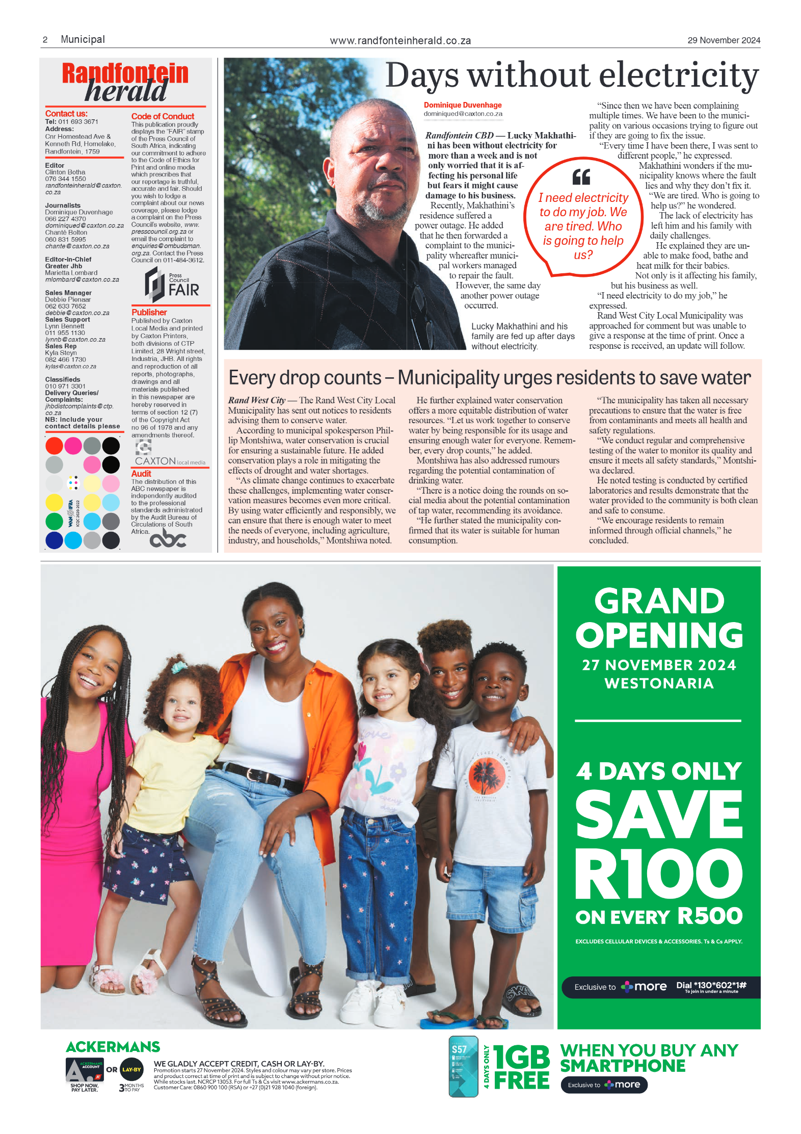 Randfontein Herald 29 November 2024 page 2