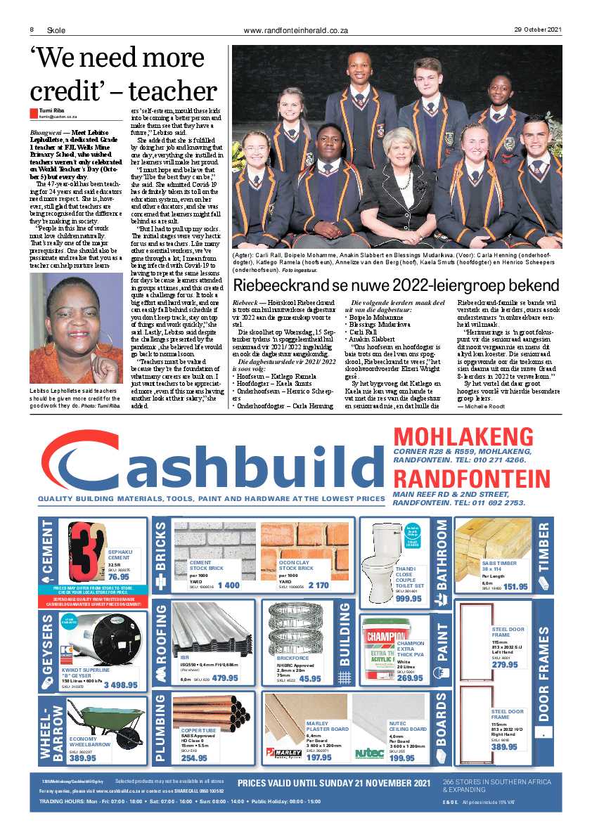 Randfontein Herald 29 October 2021 page 10