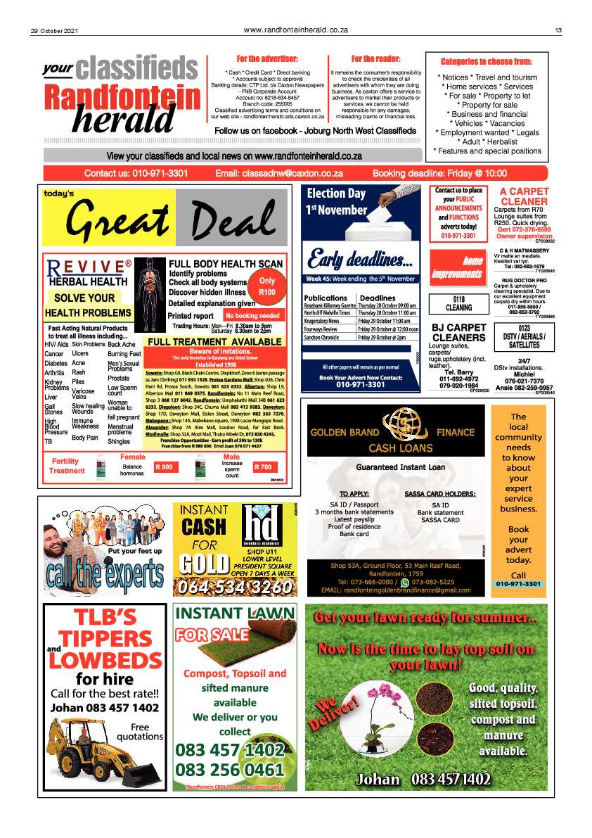Randfontein Herald 29 October 2021 page 15