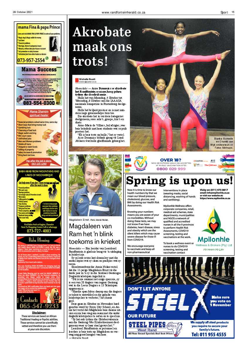 Randfontein Herald 29 October 2021 page 17