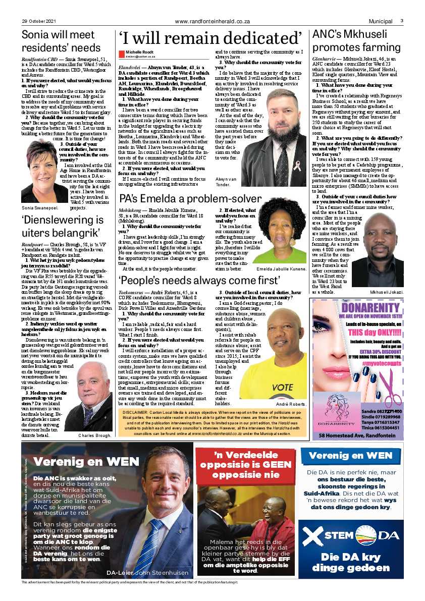 Randfontein Herald 29 October 2021 page 5