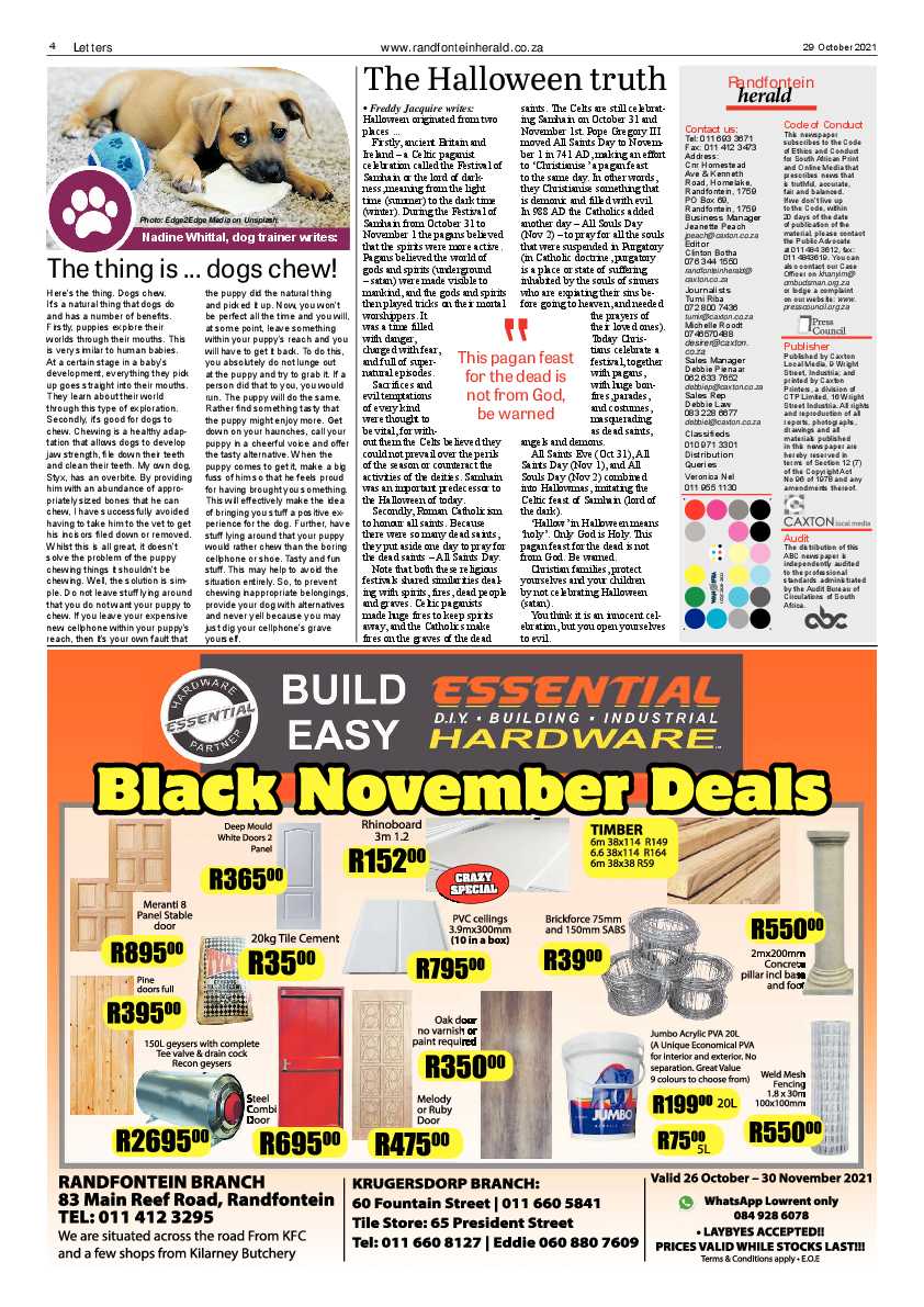 Randfontein Herald 29 October 2021 page 6