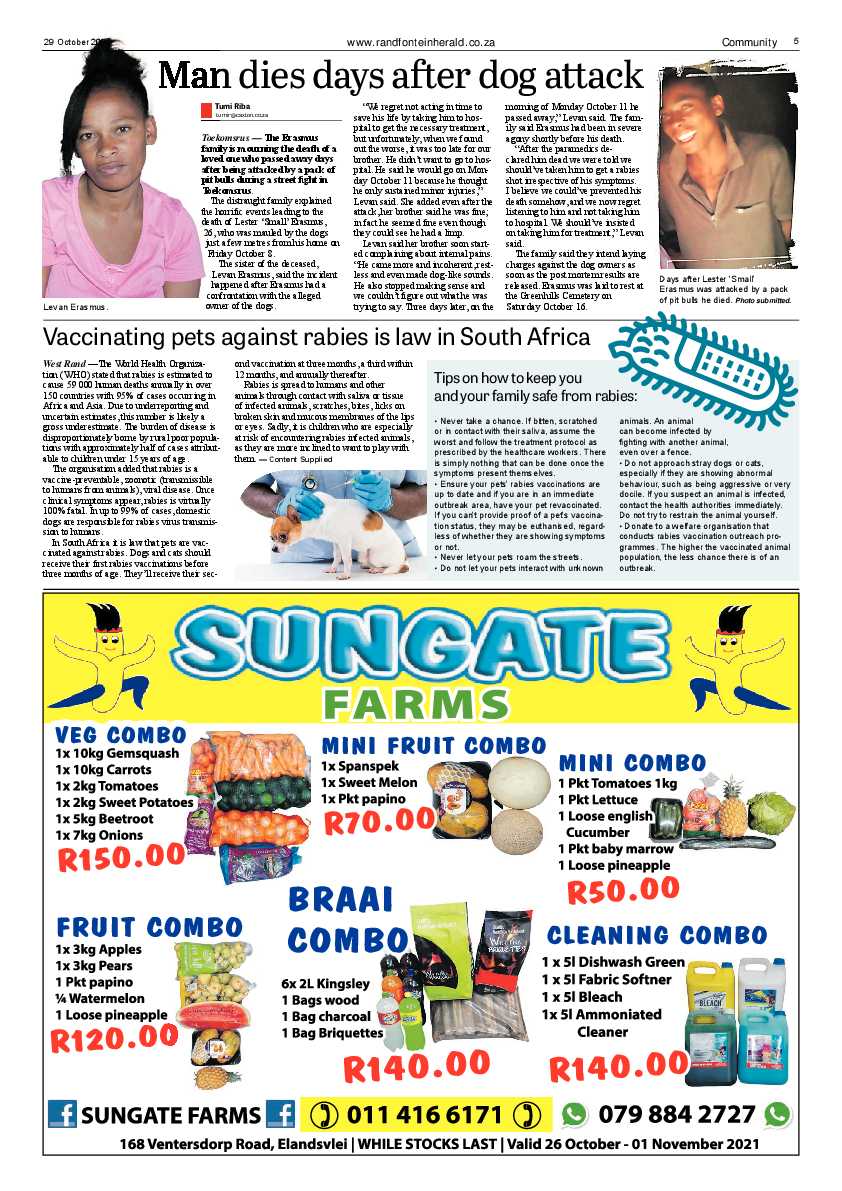 Randfontein Herald 29 October 2021 page 7