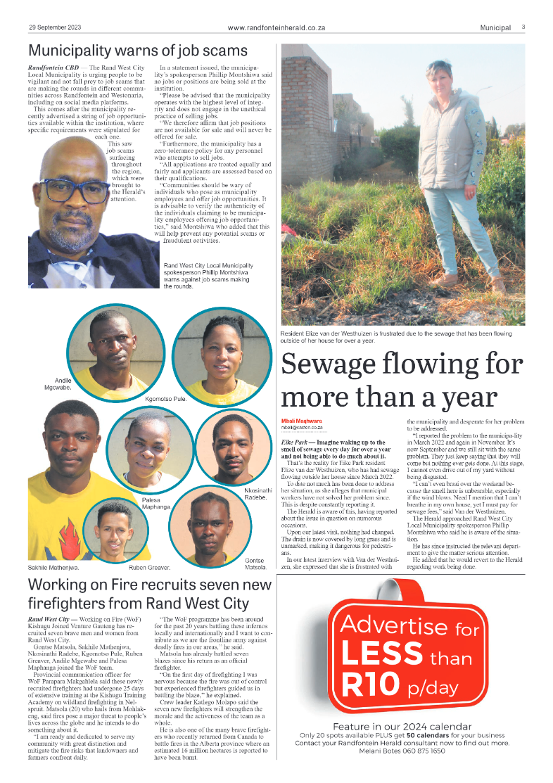 Randfontein Herald 29 September 2023 page 3