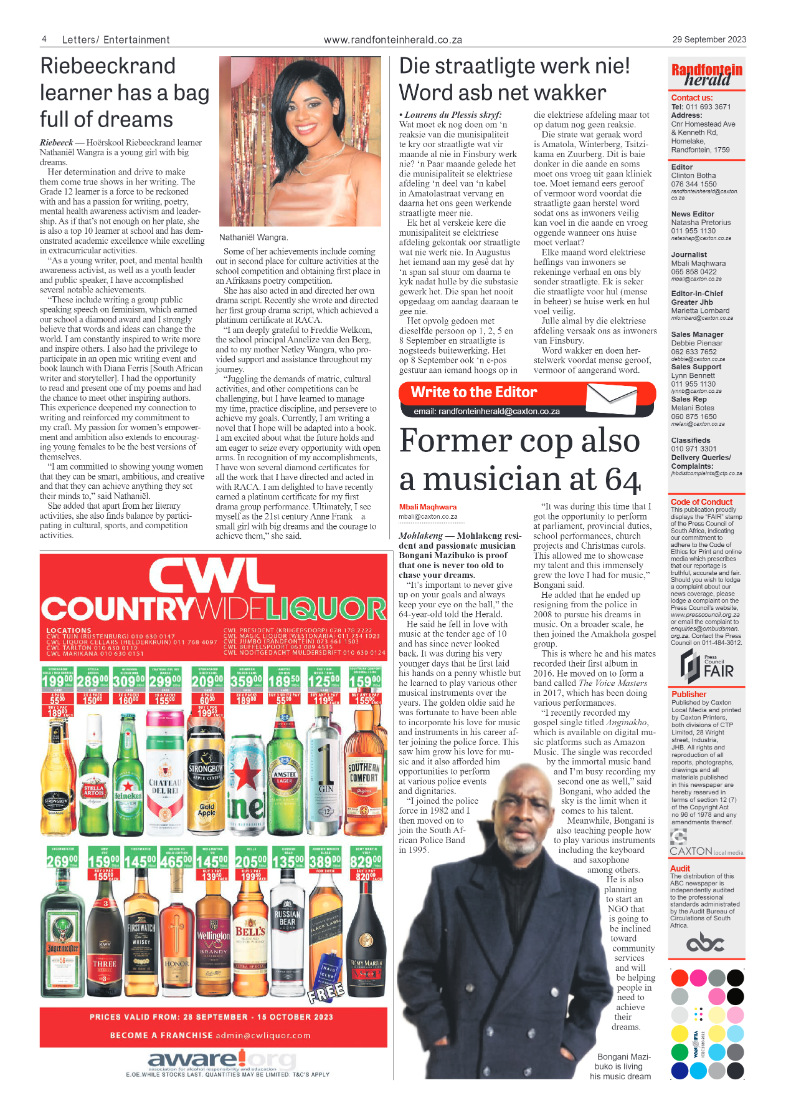 Randfontein Herald 29 September 2023 page 4