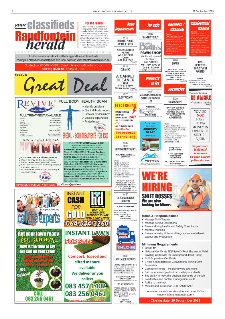 Randfontein Herald 29 September 2023 page 6