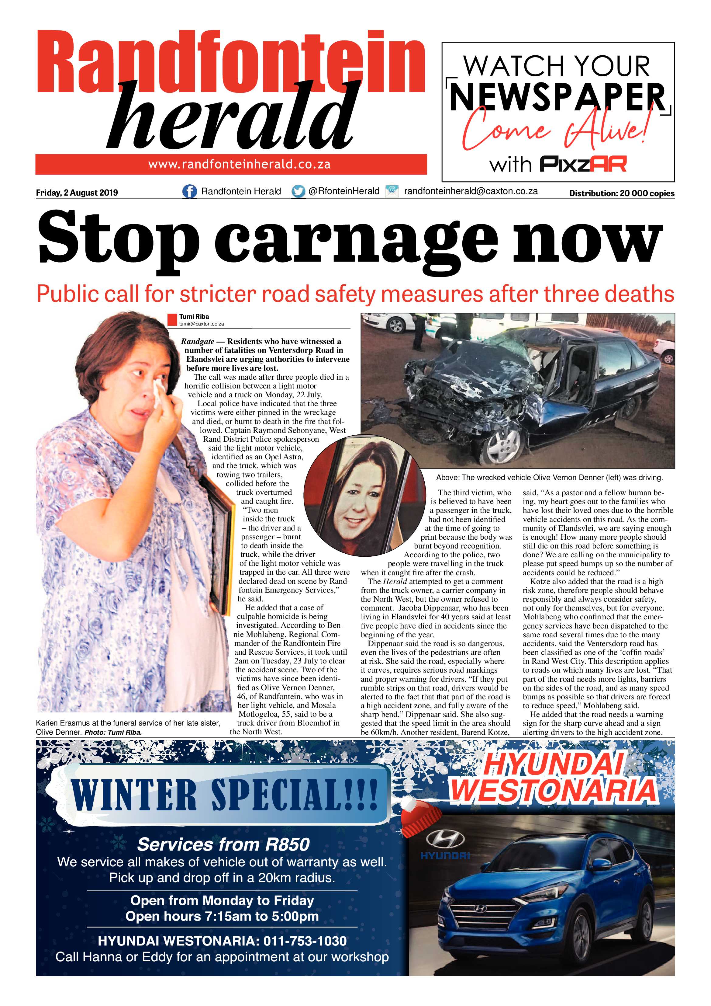 Randfontein Herald 2 August 2019 page 1