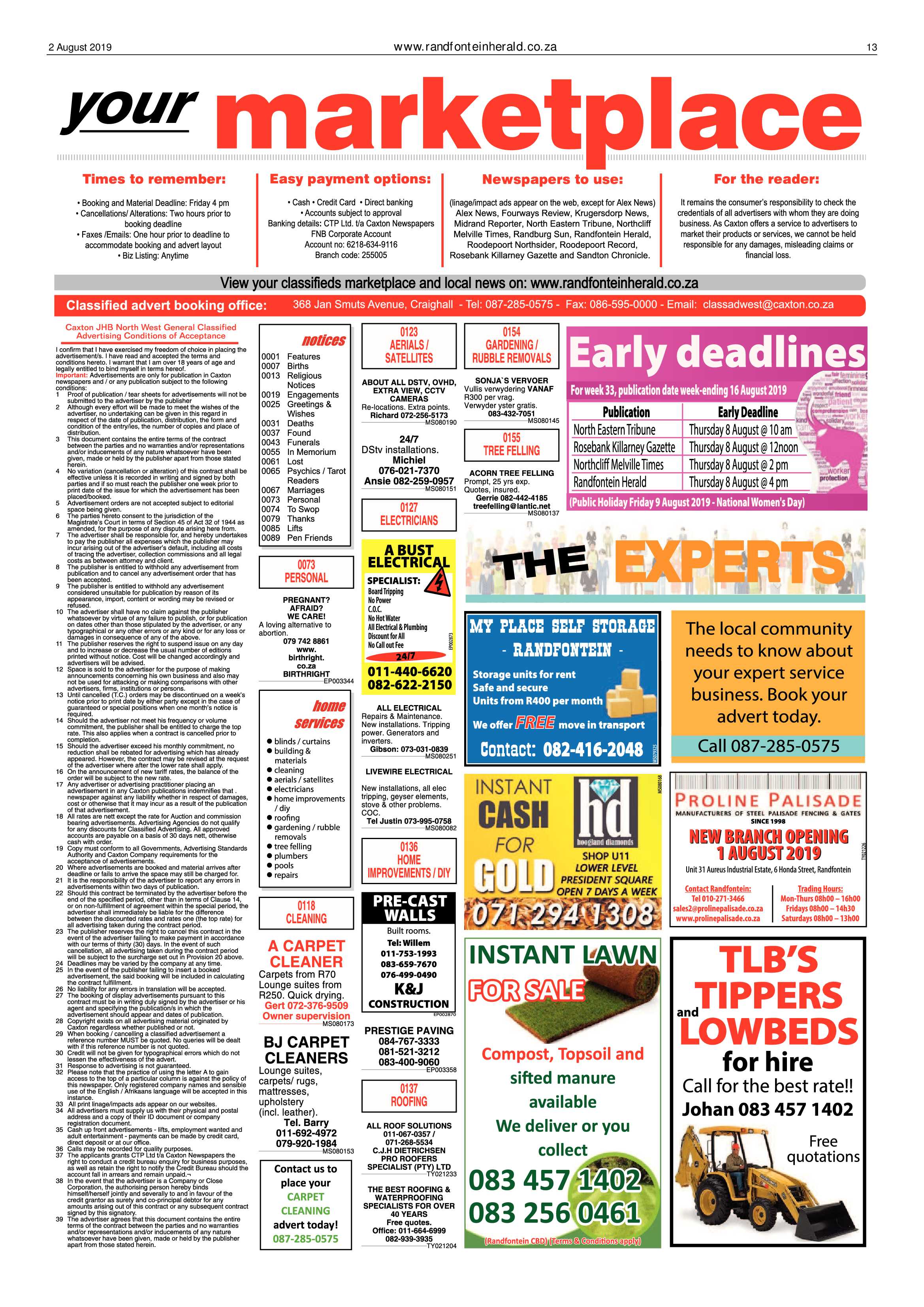 Randfontein Herald 2 August 2019 page 13