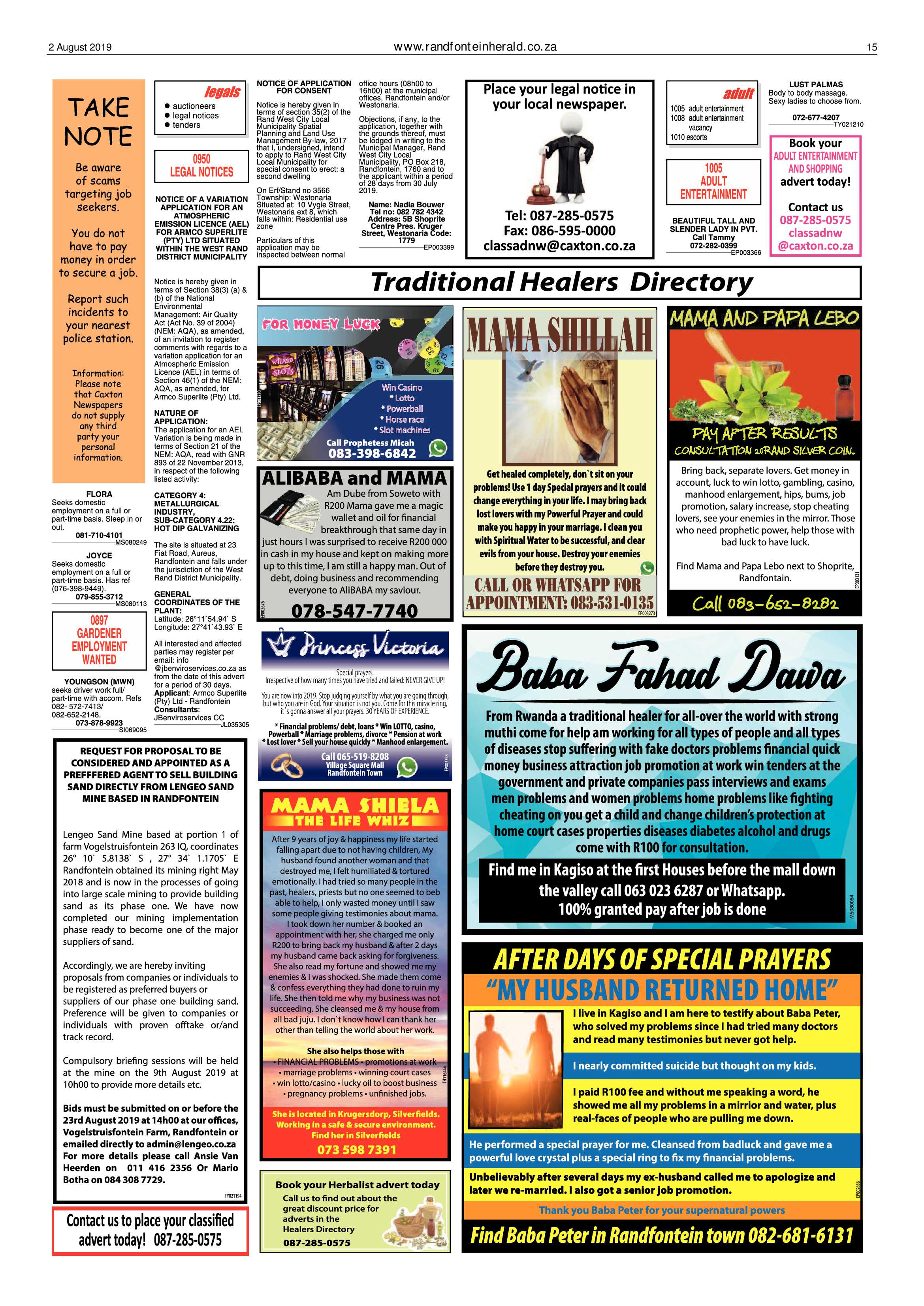 Randfontein Herald 2 August 2019 page 15