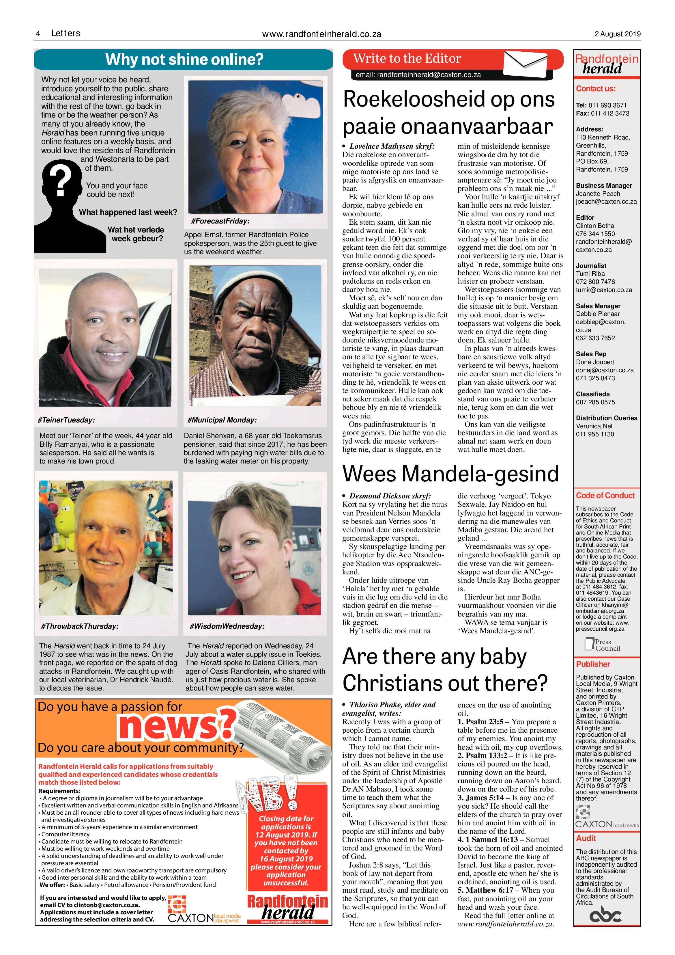 Randfontein Herald 2 August 2019 page 4