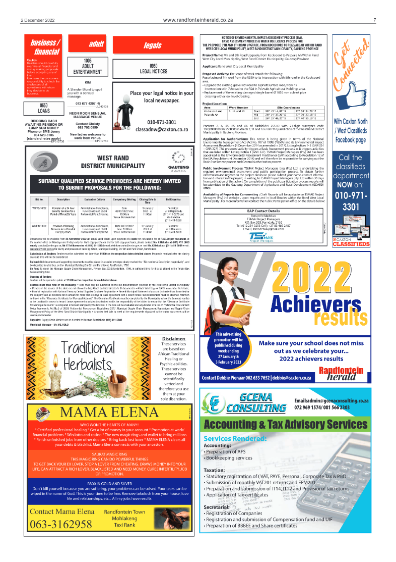 Randfontein Herald 2 December 2022 page 7