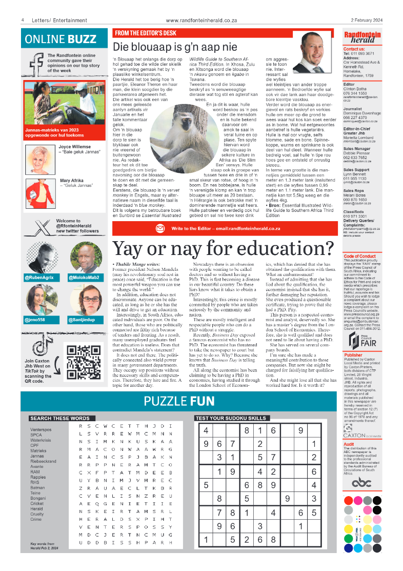 Randfontein Herald 2 February 2024 page 4