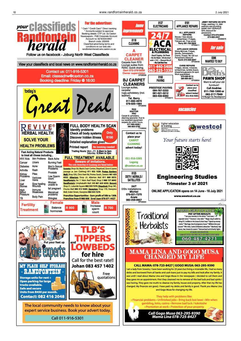 Randfontein Herald 2 July 2021 page 10