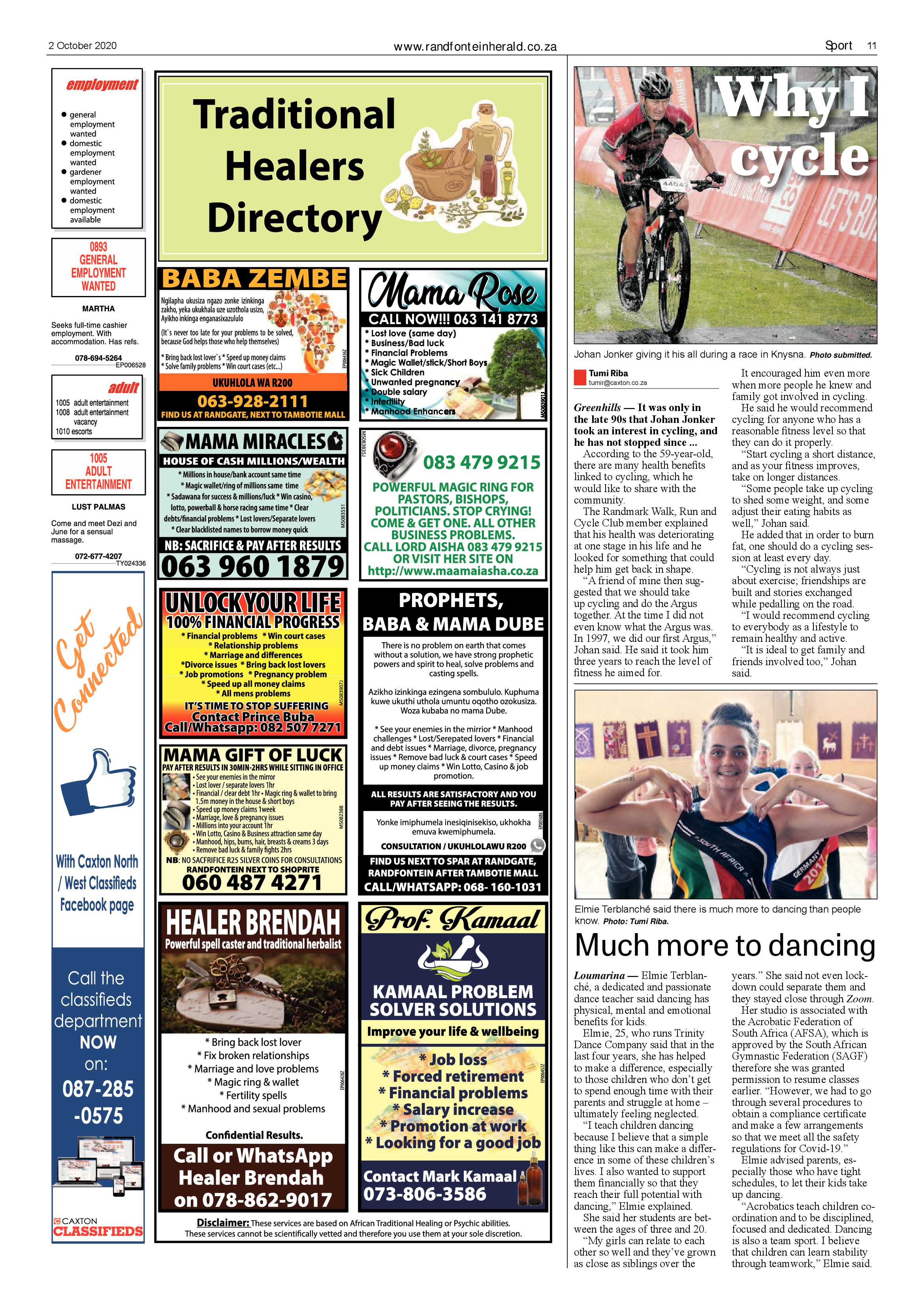 Randfontein Herald 2 October 2020 page 11