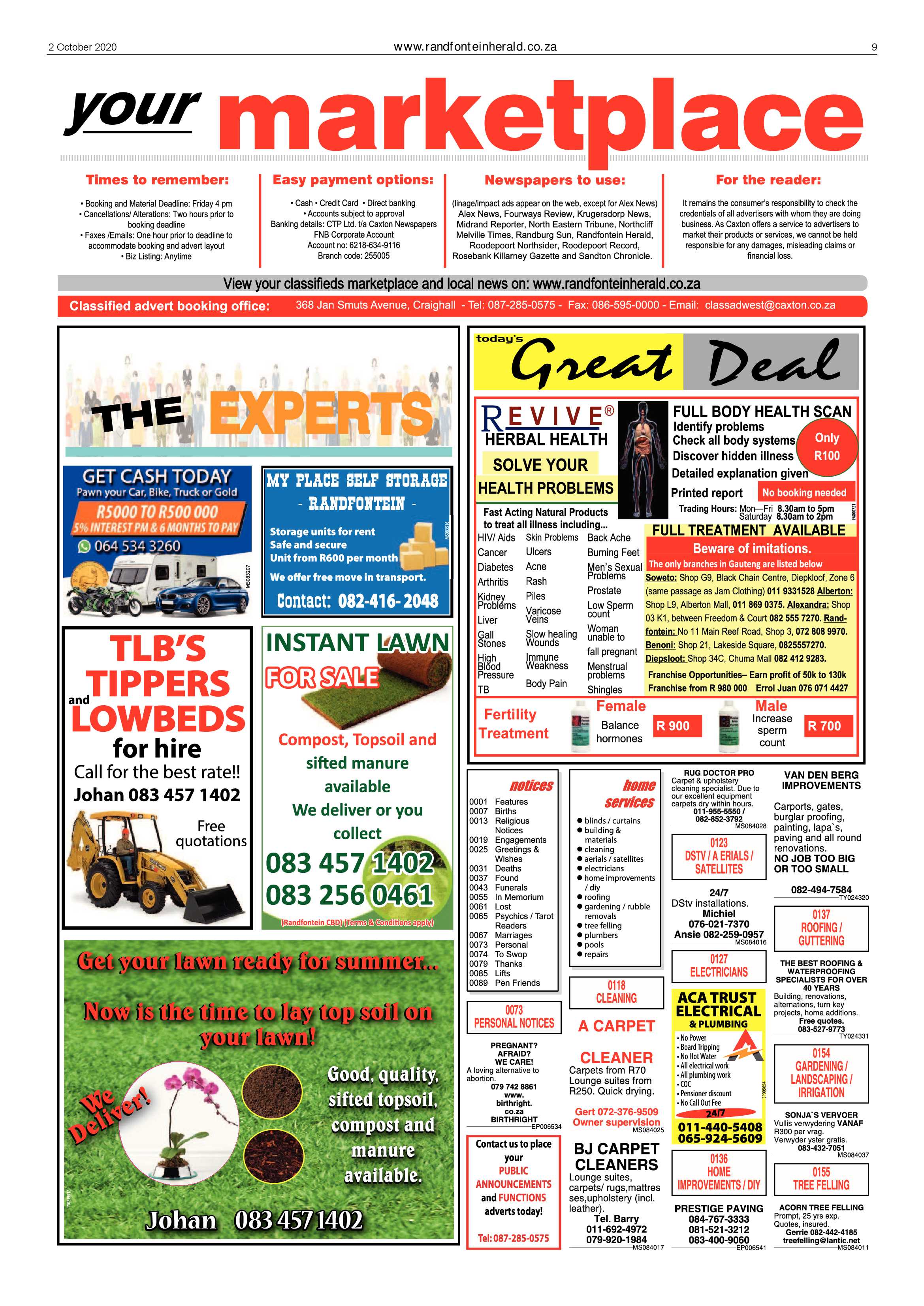 Randfontein Herald 2 October 2020 page 9