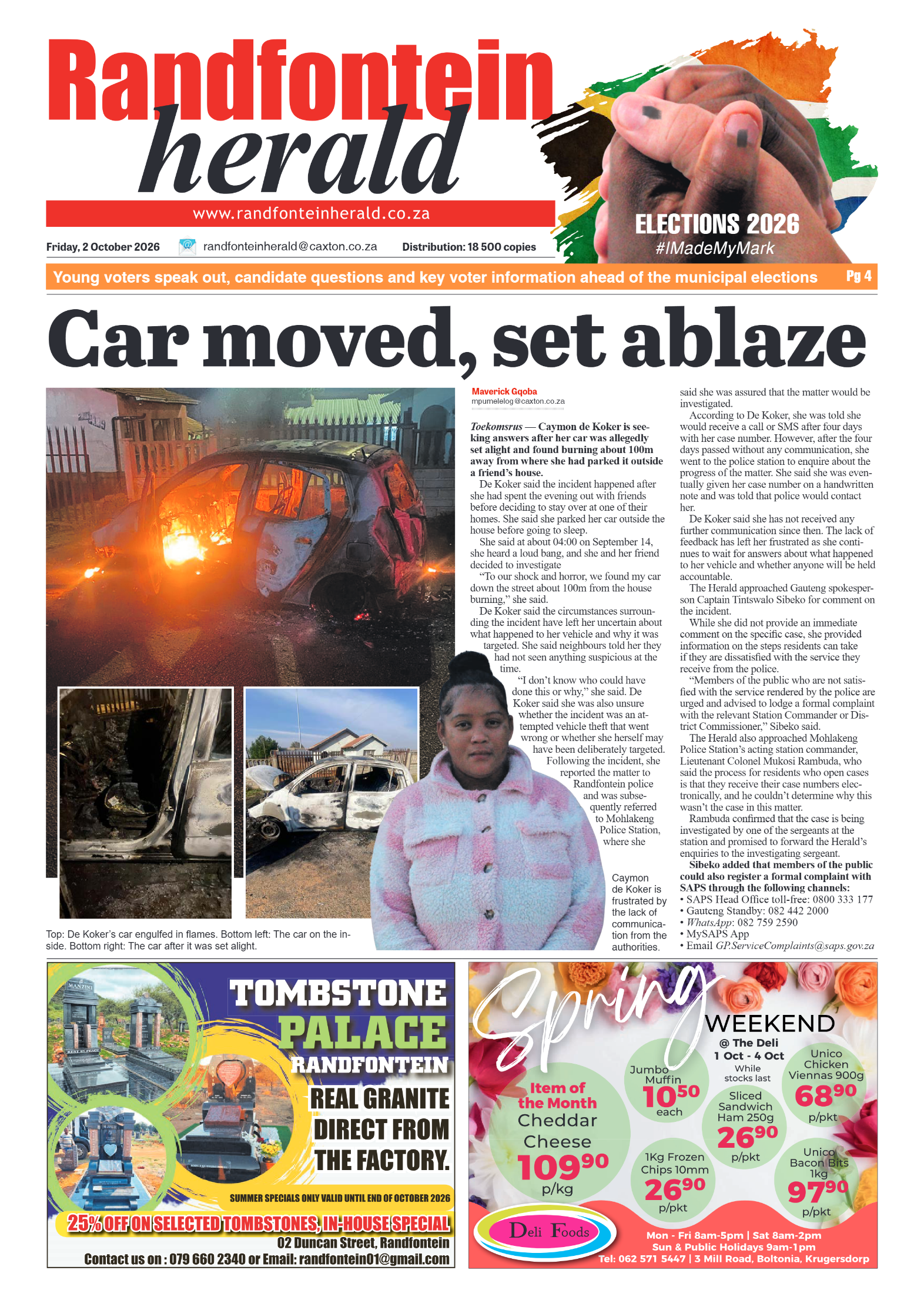 Randfontein Herald 2 October 2026 page 1