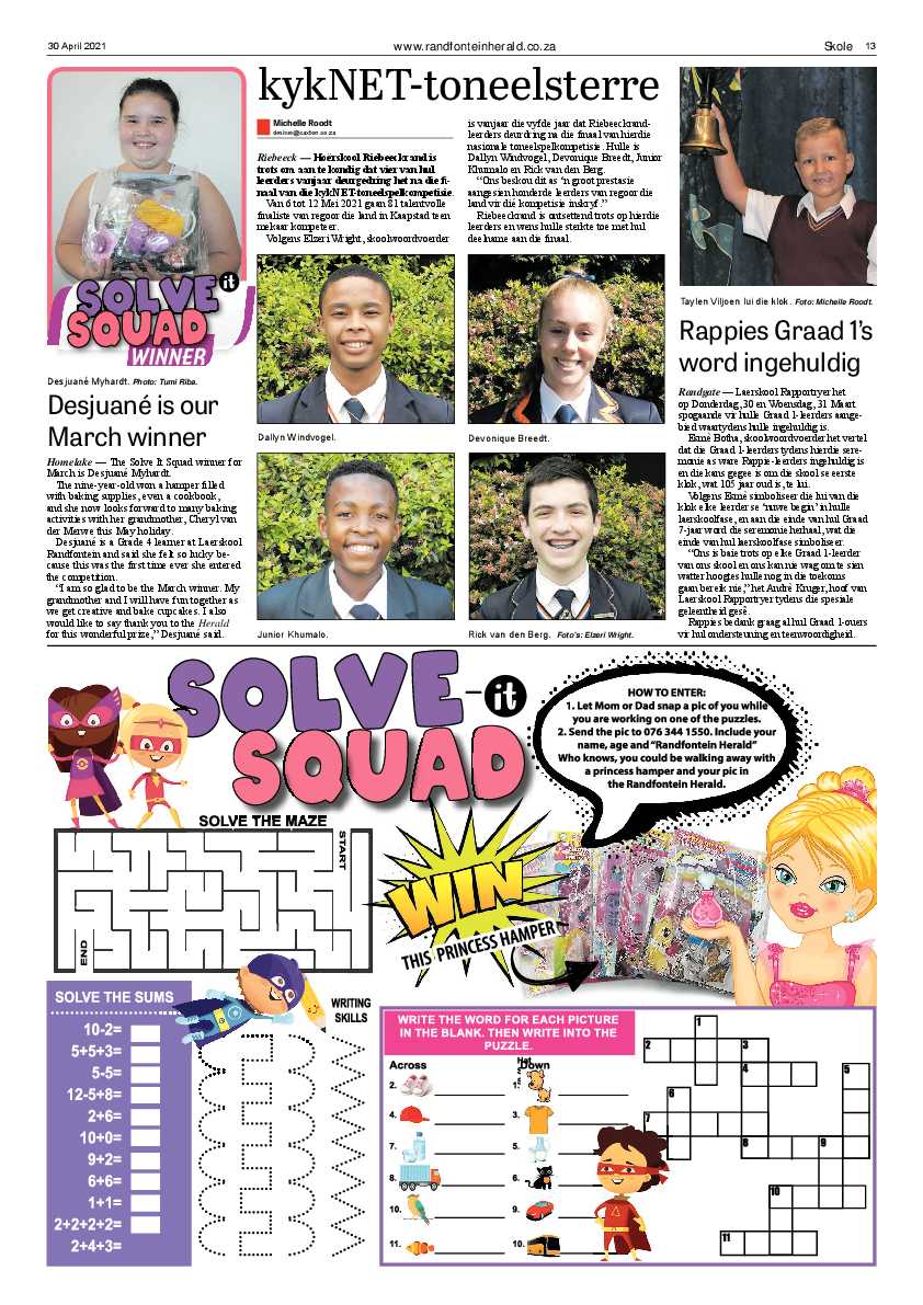 Randfontein Herald 30 April 2021 page 13