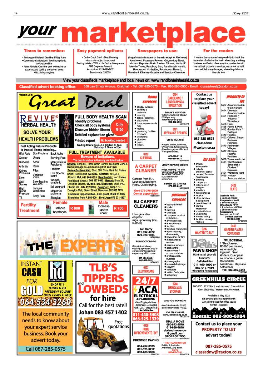 Randfontein Herald 30 April 2021 page 14
