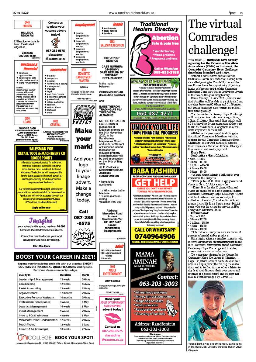 Randfontein Herald 30 April 2021 page 15