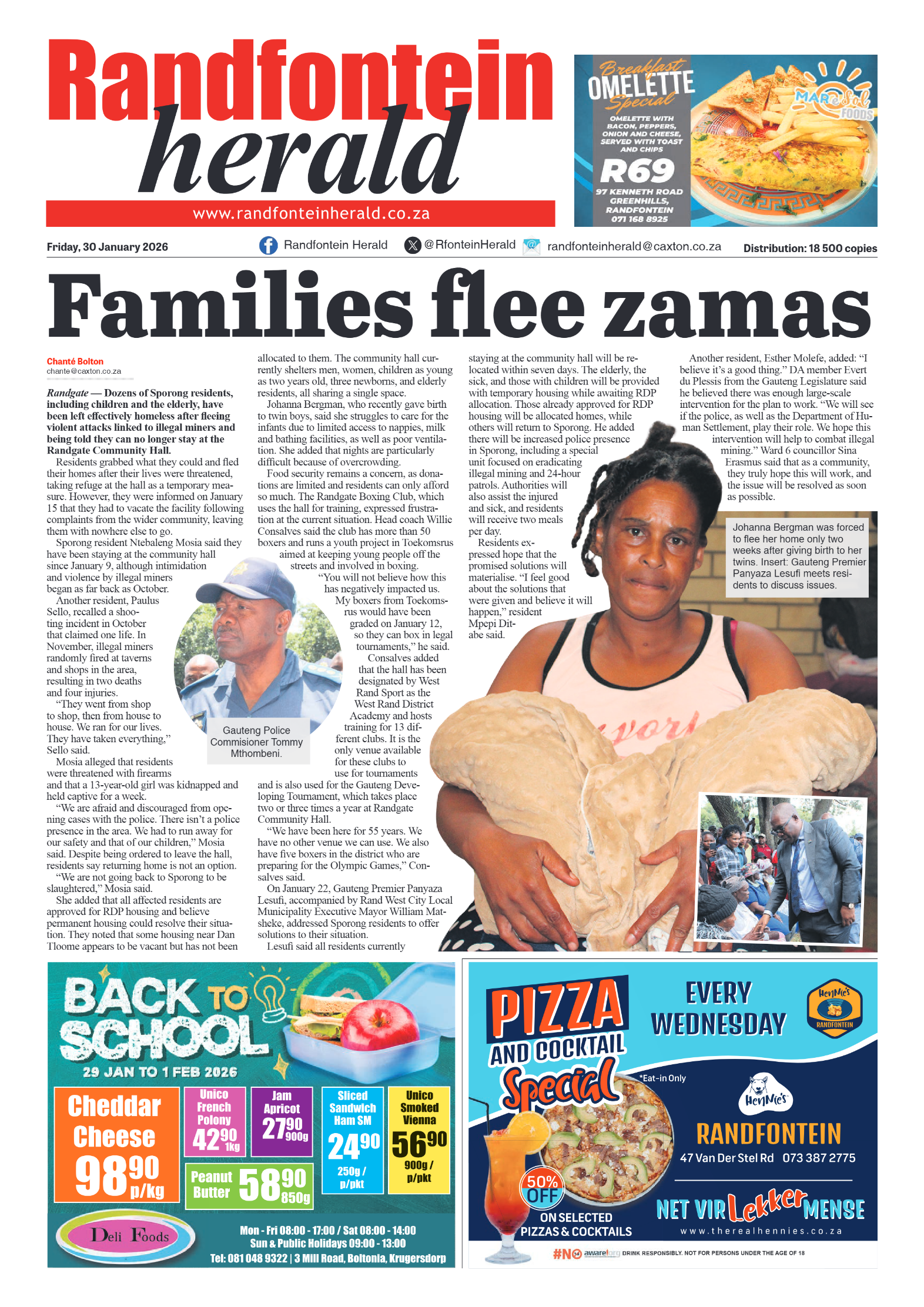 Randfontein Herald 30 Janaury 2026 page 1