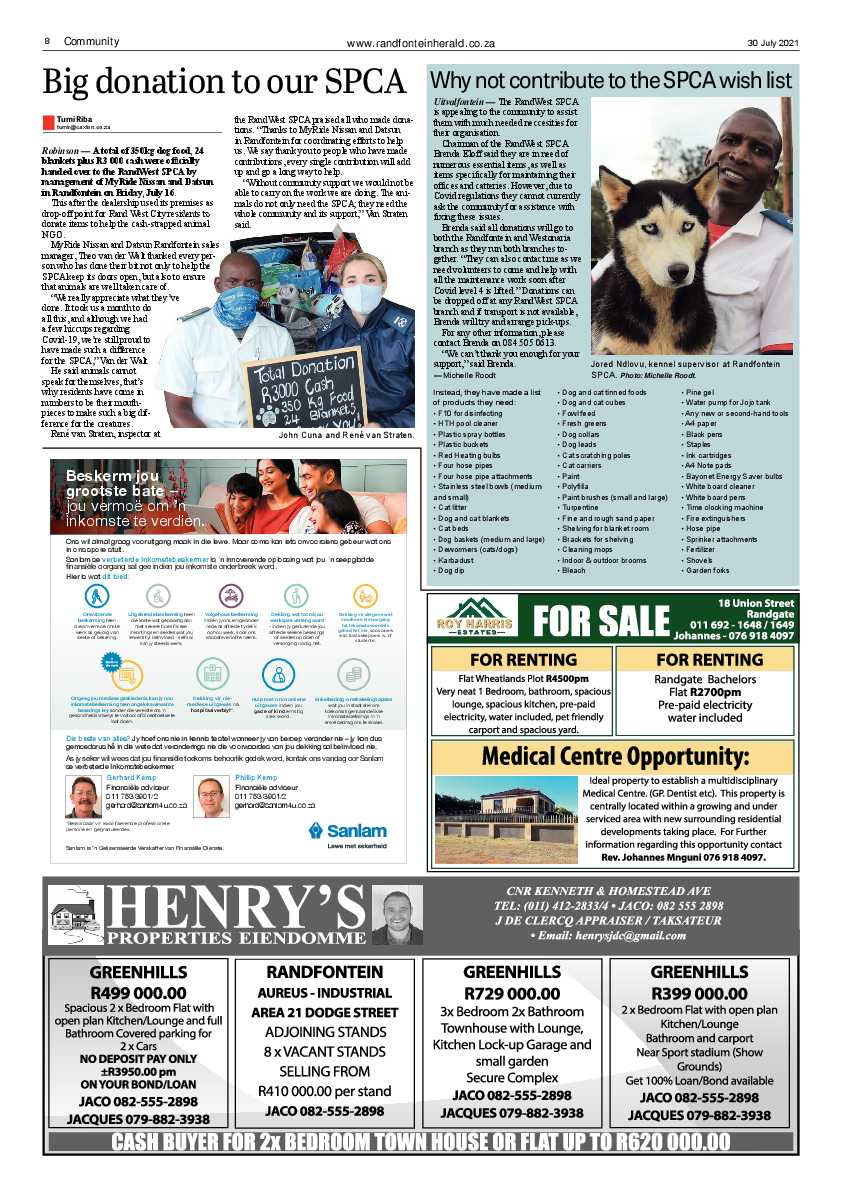 Randfontein Herald 30 July 2021 page 8